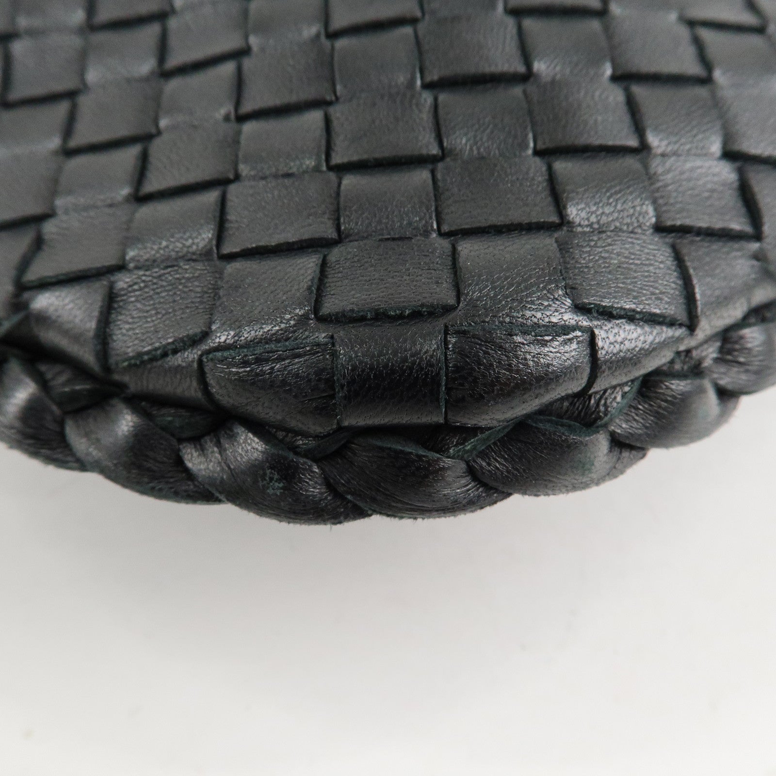 BOTTEGA VENETA Hobo Intrecciato Leather Shoulder Bag Black 115653 Used