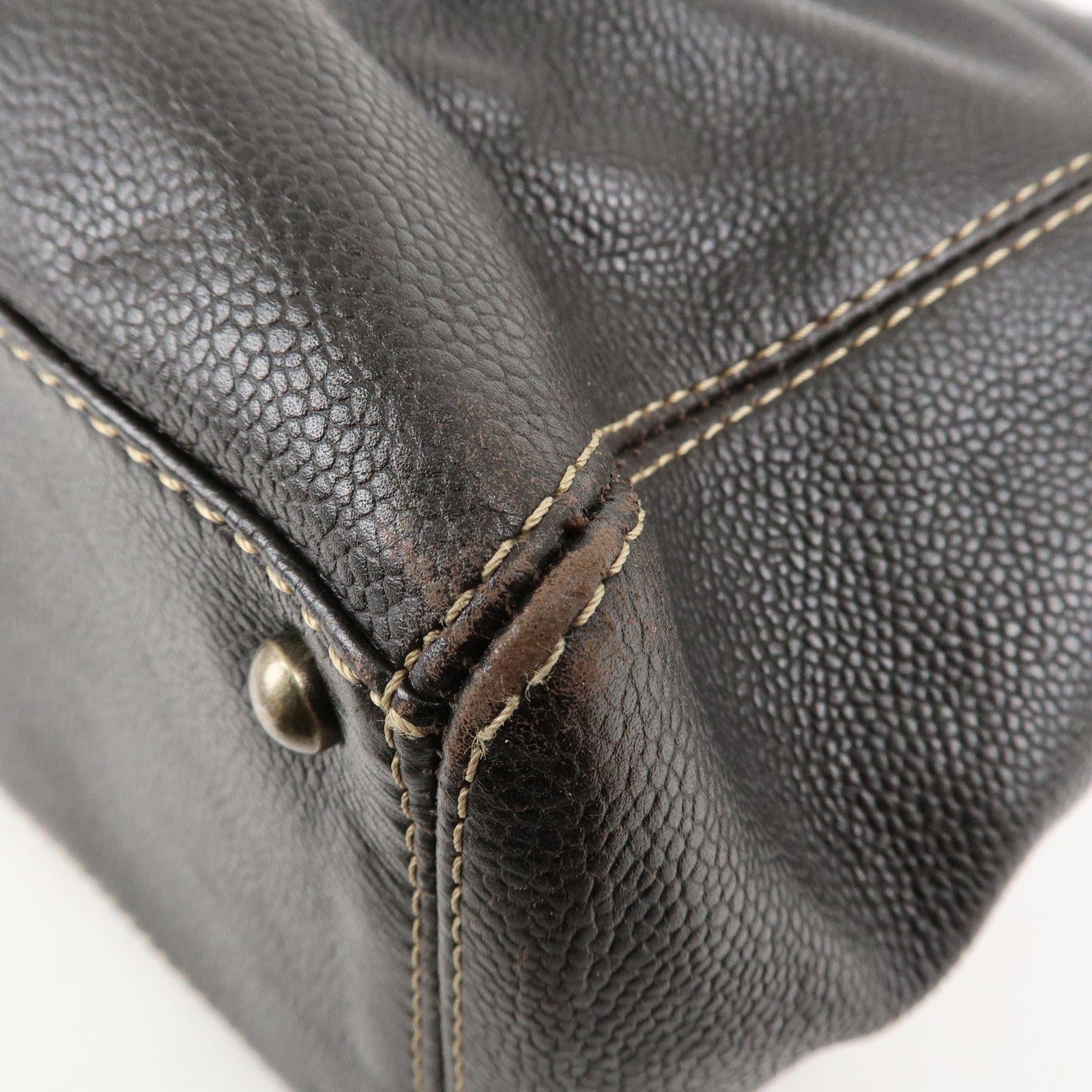 CHANEL COCO Mark Caviar Skin Hand Bag Tote Bag Brown Used