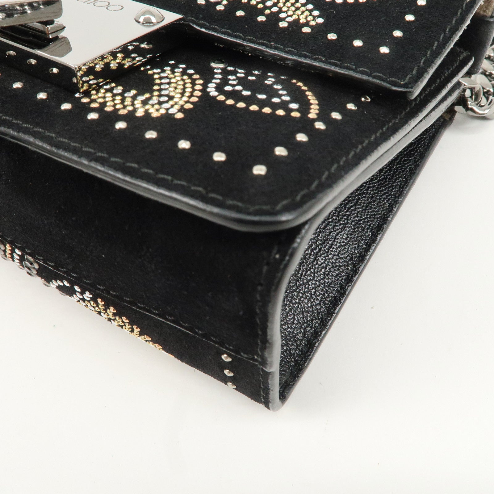 JIMMY CHOO Suede Leather Level Soft Mini Chain Shoulder Bag Used