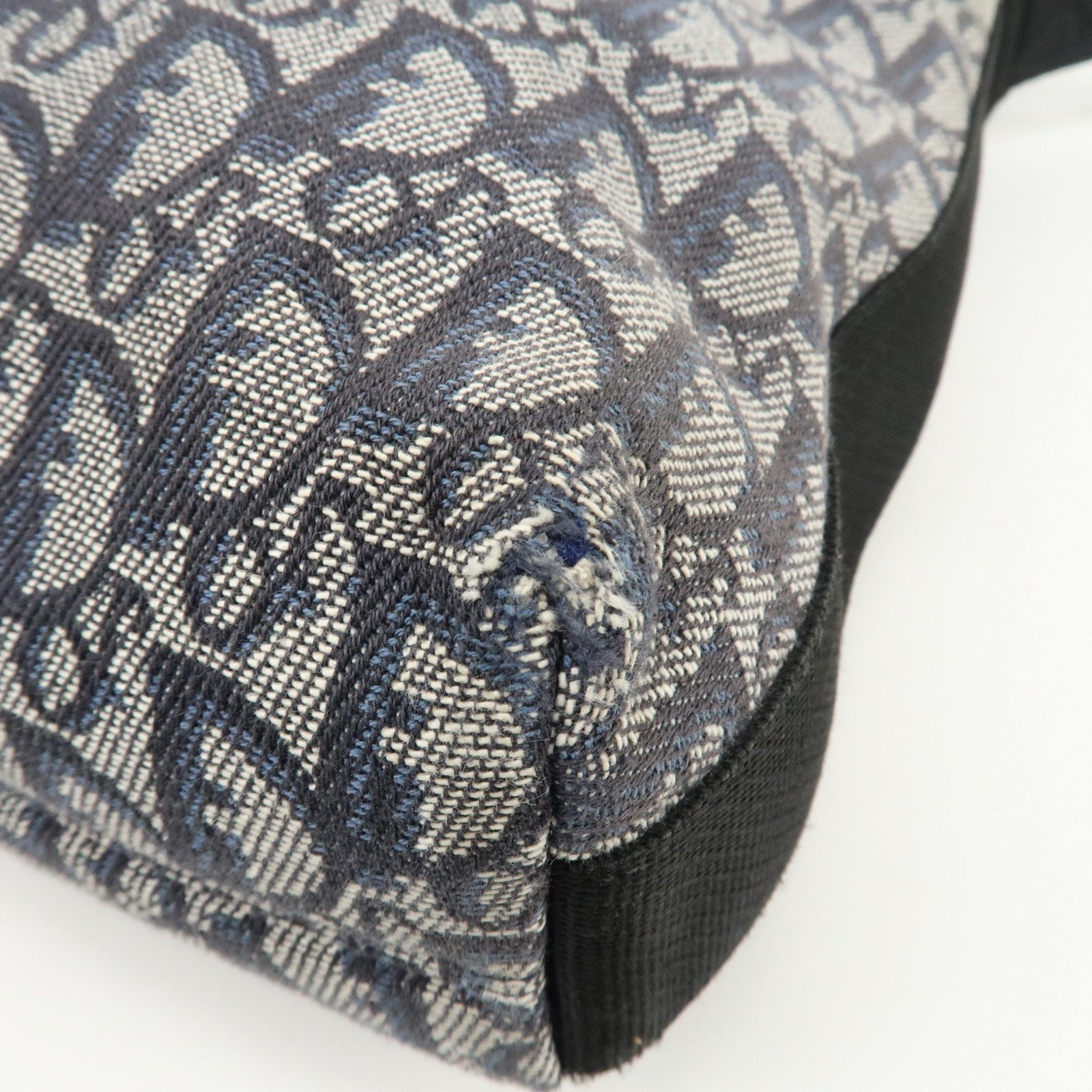 Christian Dior Trotter Canvas Leather Shoulder Bag  Navy White Used