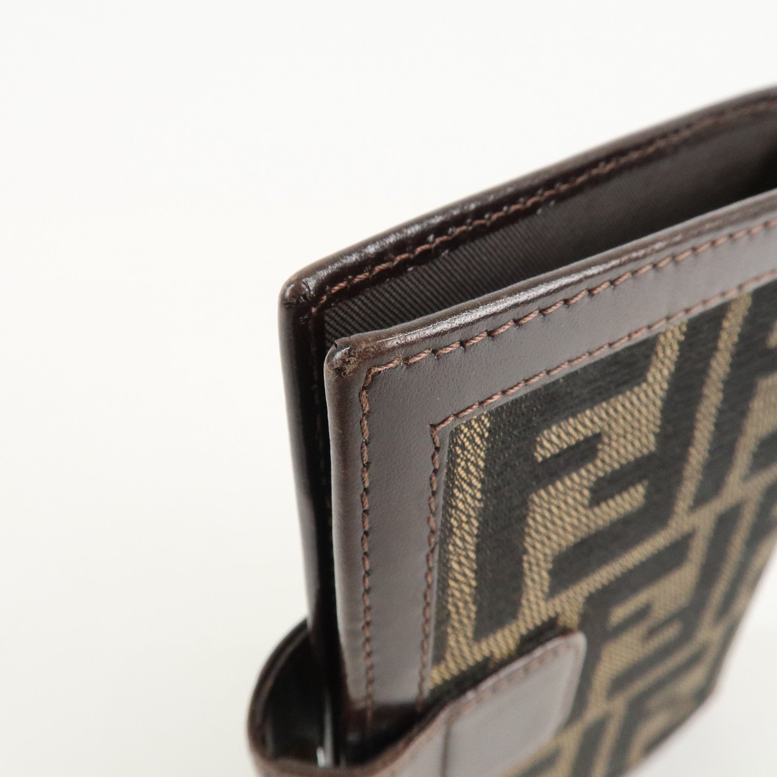 FENDI Zucca Canvas Leather Agenda Planner Cover Brown Used