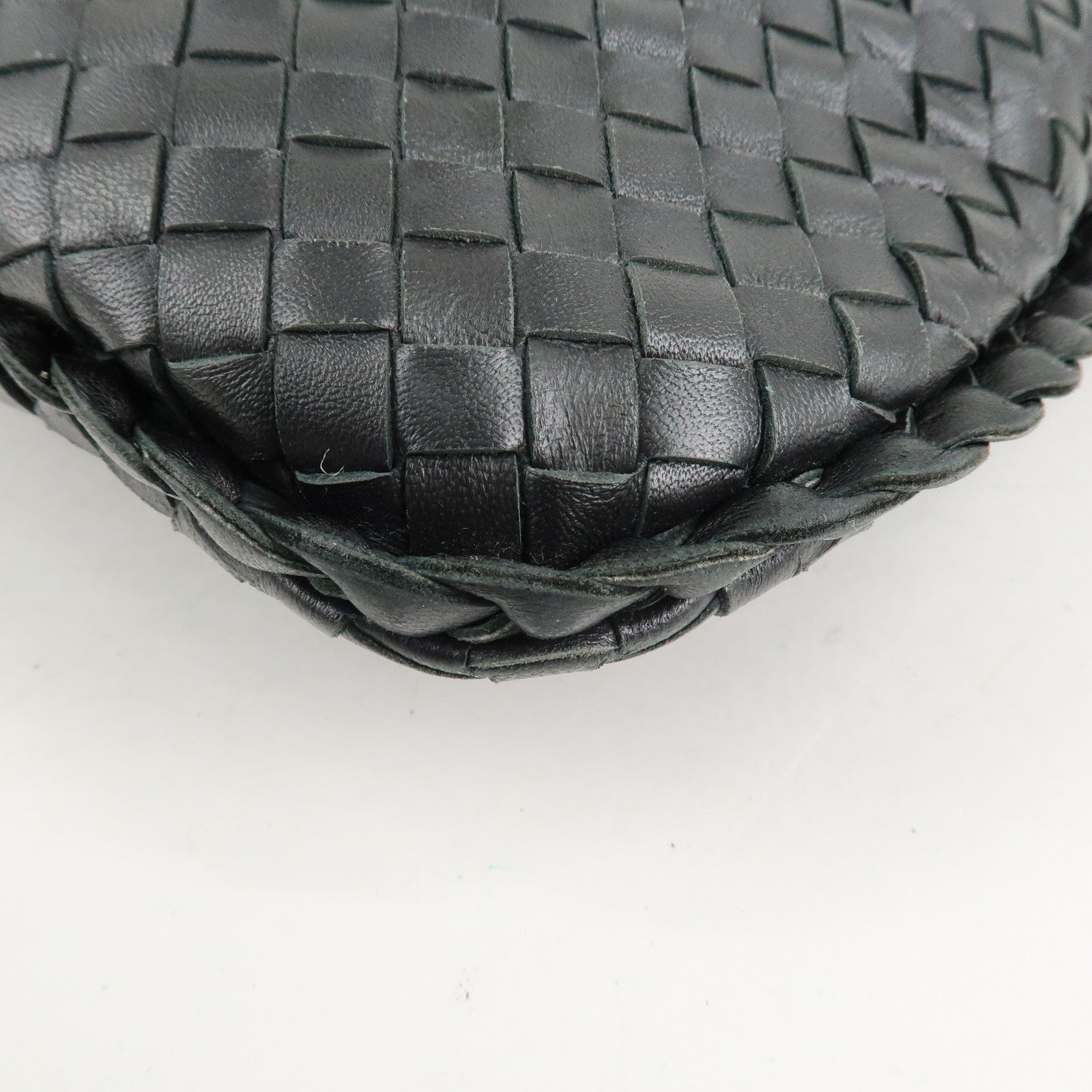 BOTTEGA VENETA Hobo Intrecciato Leather Shoulder Bag Black 115654 Used