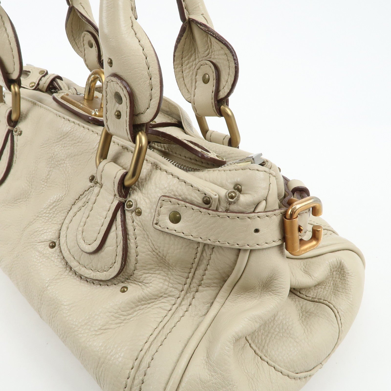 Chloe Paddington Leather Shoulder Bag Hand Bag Ivory Used