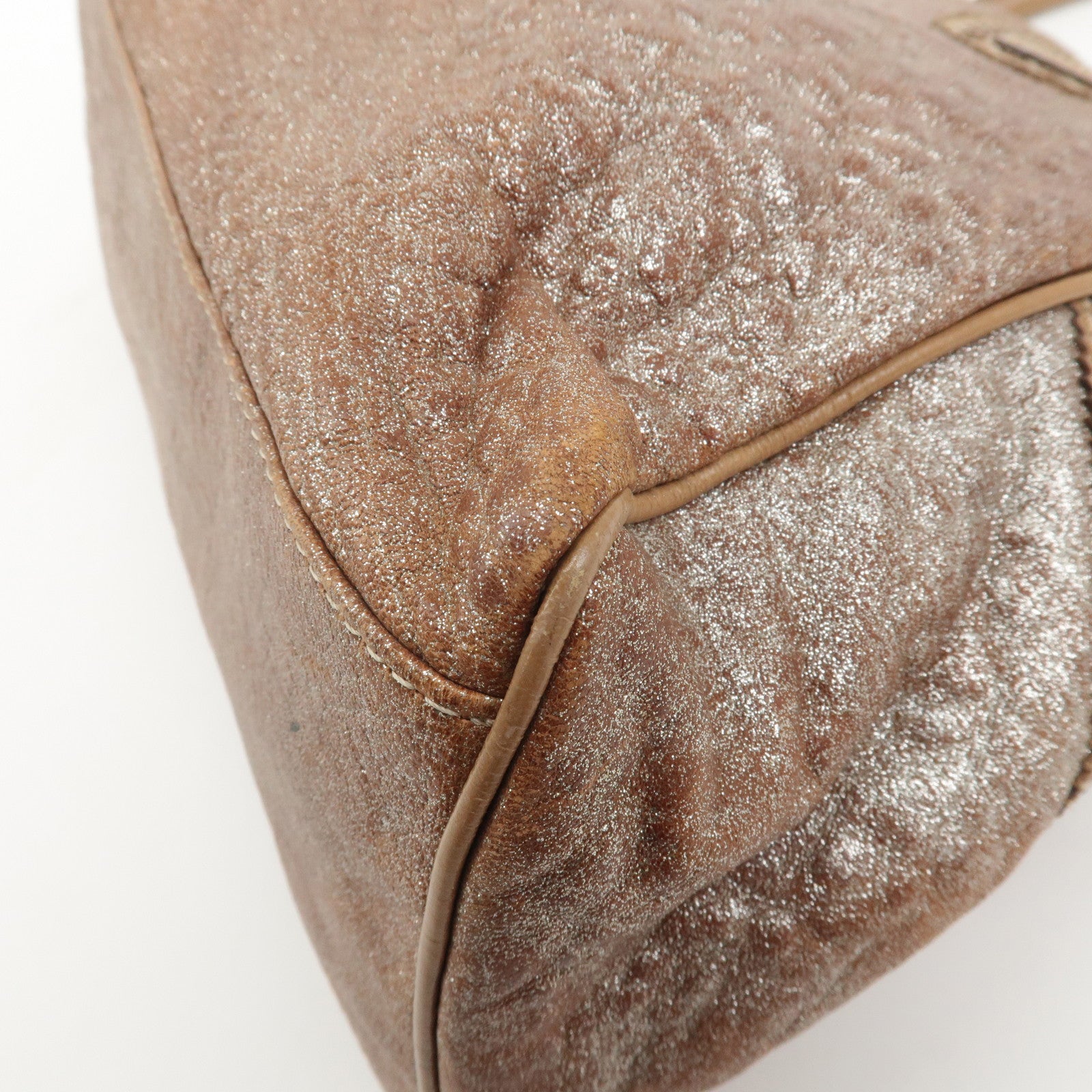 FENDI Ethnico Leather Tote Bag Shoulder Bag Beige 8BN162 Used