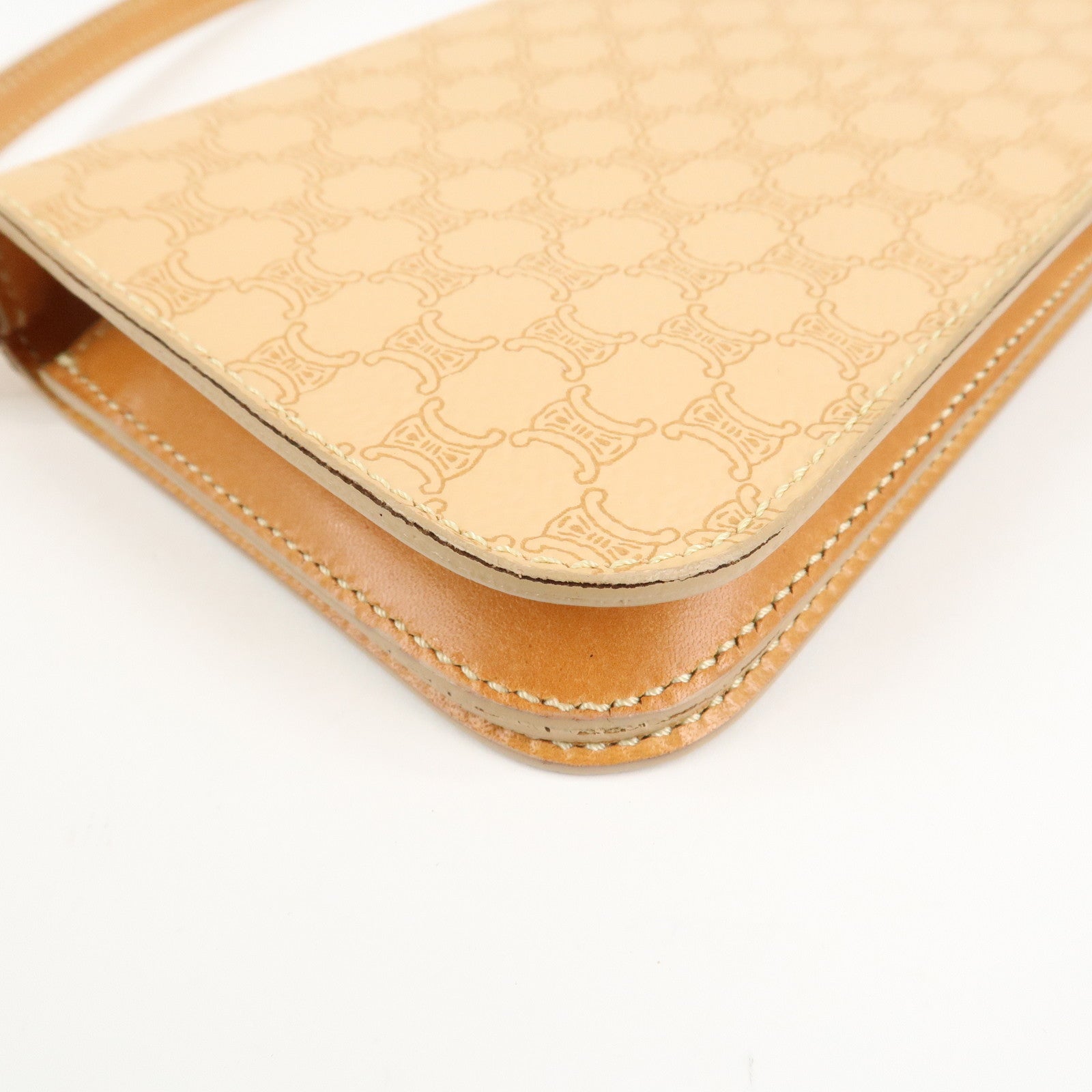 CELINE Macadam PVC Leather Shoulder Bag Hand Bag Beige Used