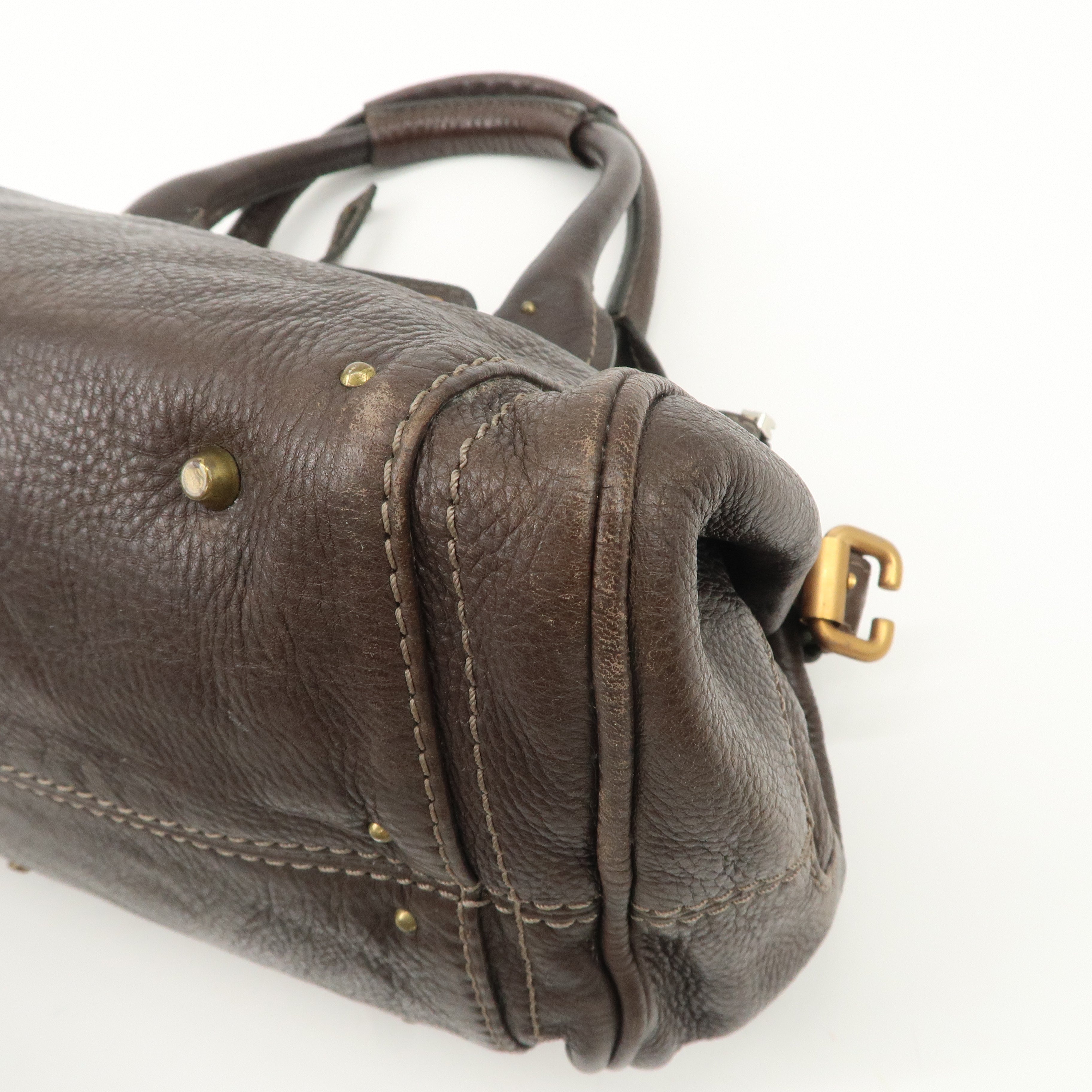 Chloe Paddington Leather Shoulder Bag Hand Bag Dark Brown Used