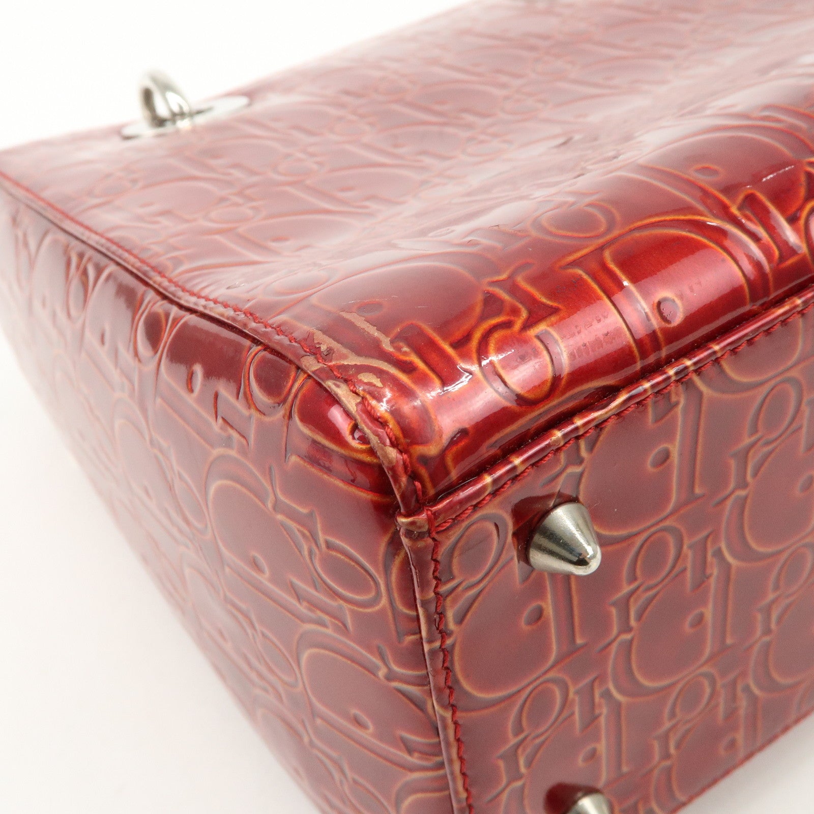 Christian Dior Trotter Lady Dior Patent Leather Hand Bag MA-0091 Used