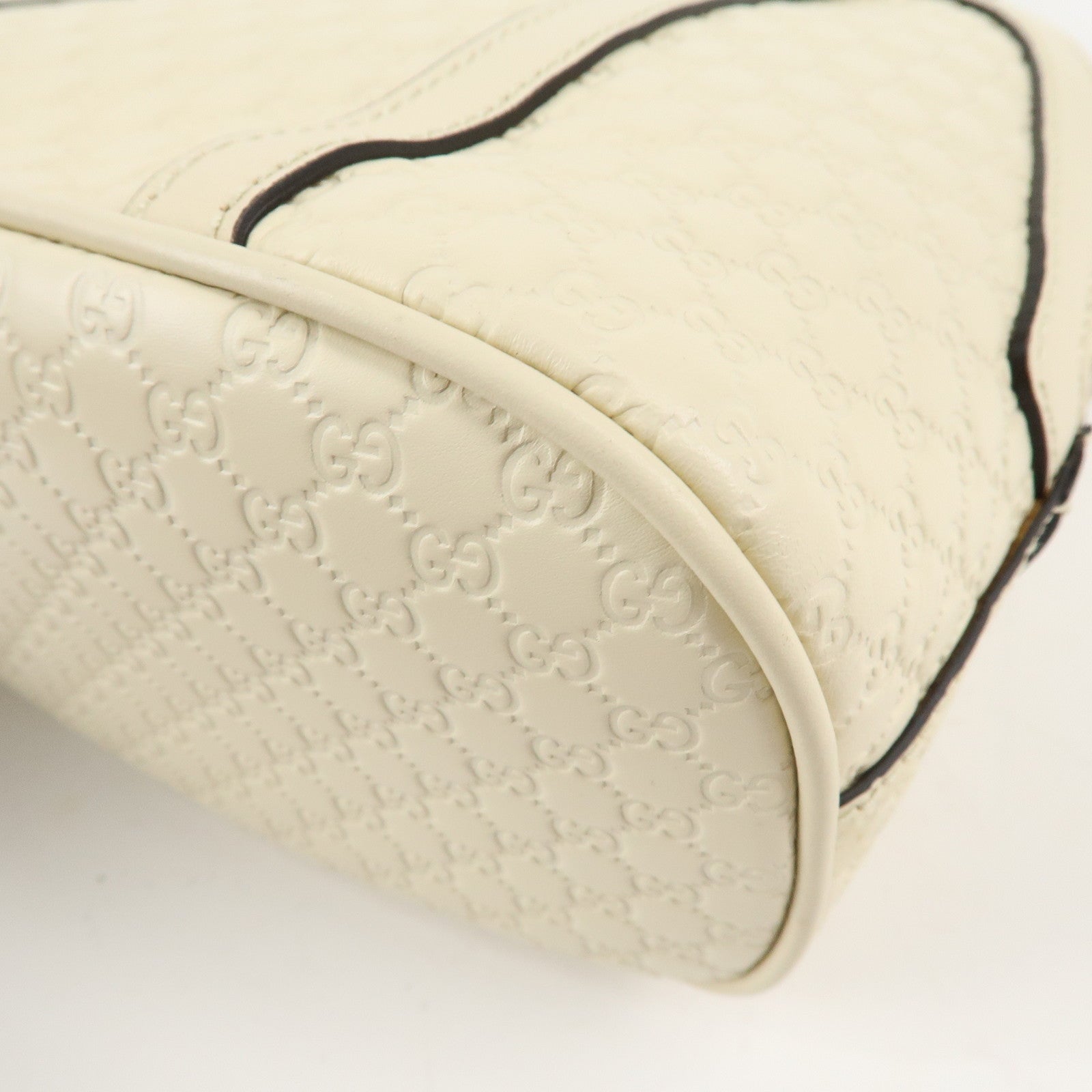GUCCI Micro Guccissima Leather 2WAY Bag Hand Bag Ivory 449654 Used