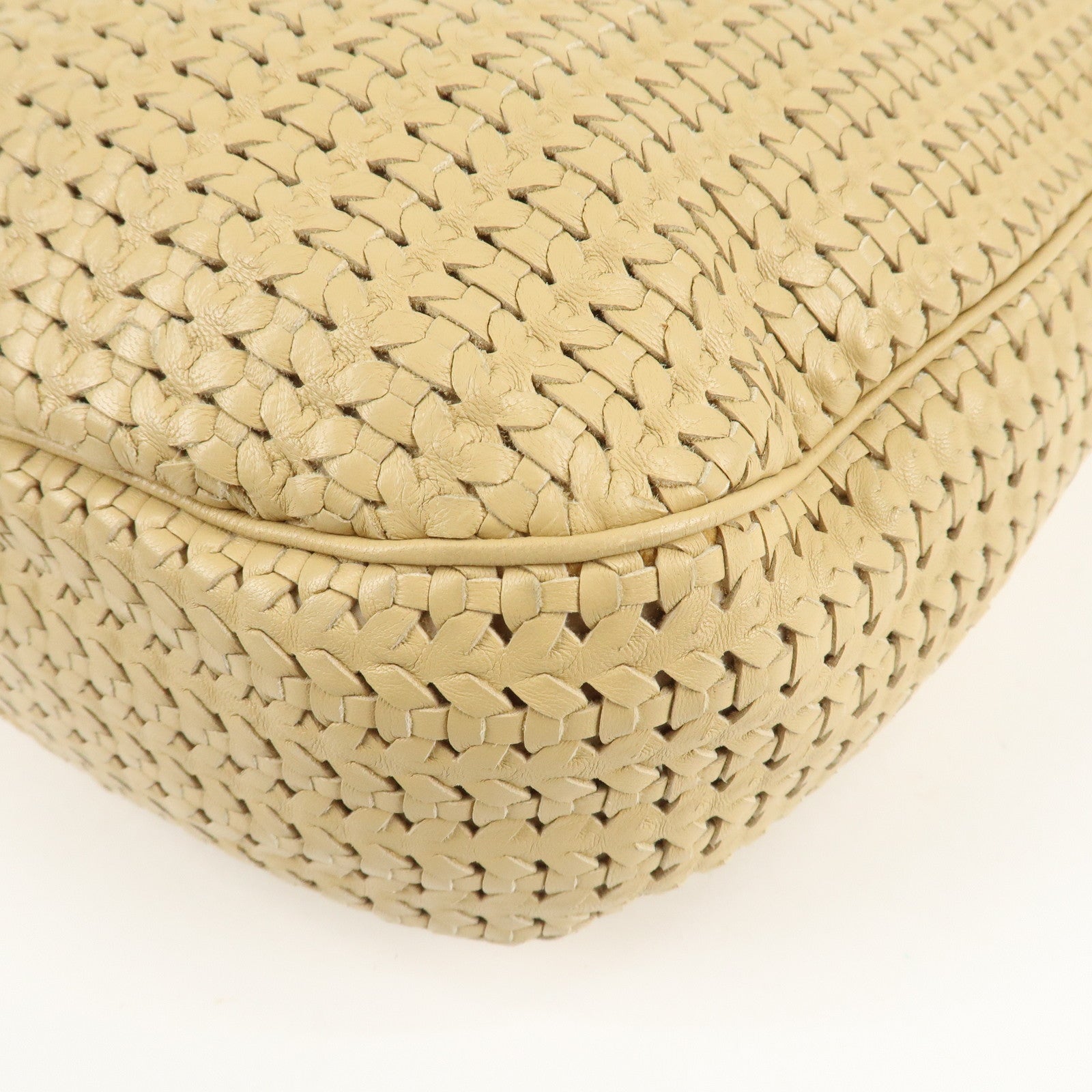 Christian Dior Leather Shoulder Bag Hand Bag Beige Used