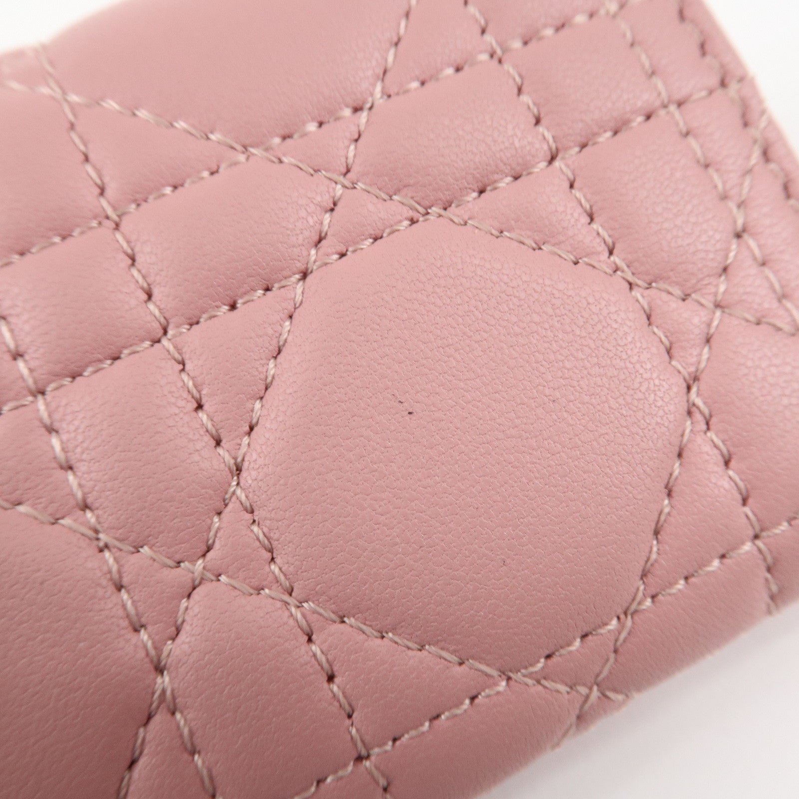 Christian Dior Cannage Leather 4 Key Case Key Chain Pink Used