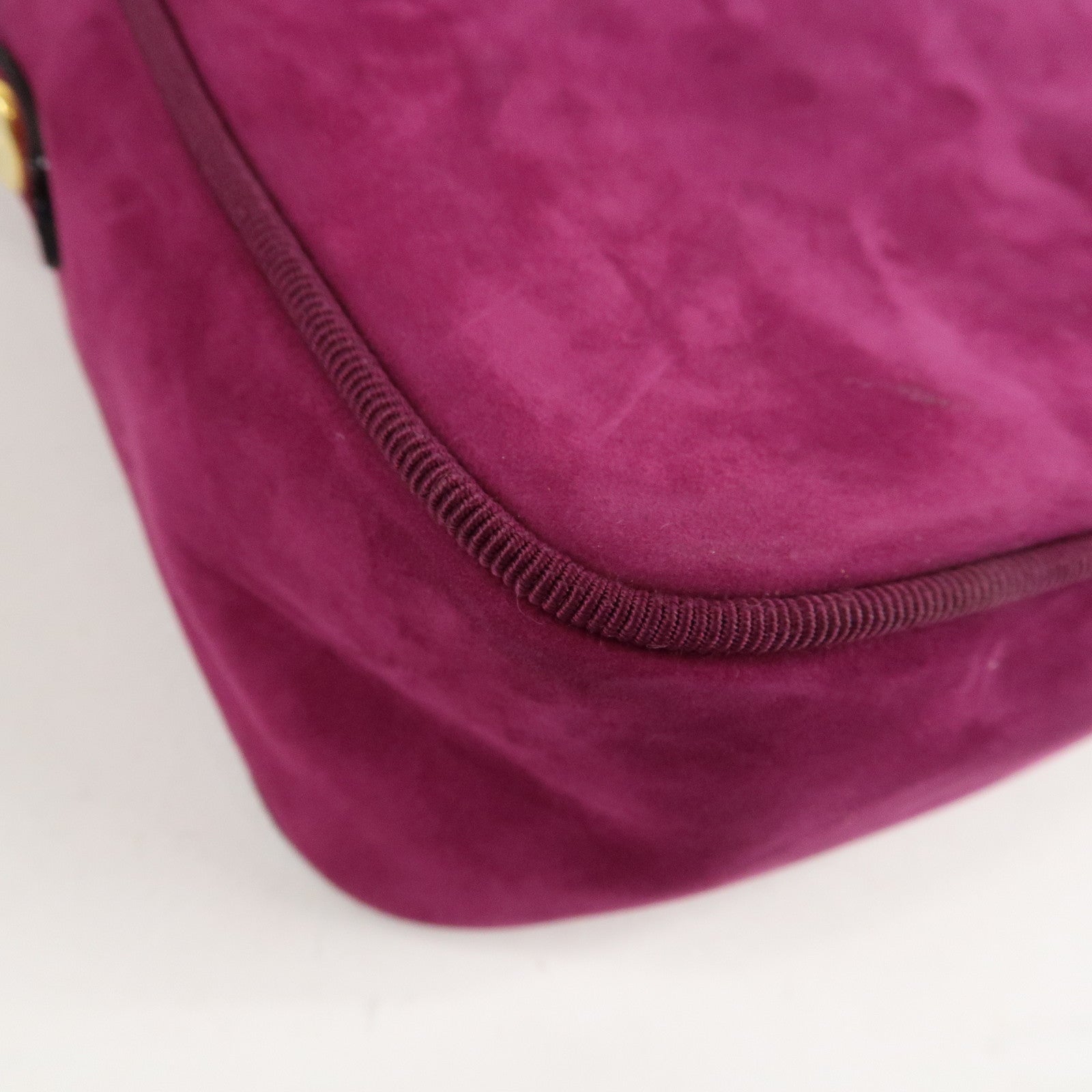 Ferragamo Vara Ribbon Suede Leather Shoulder Bag Purple Used