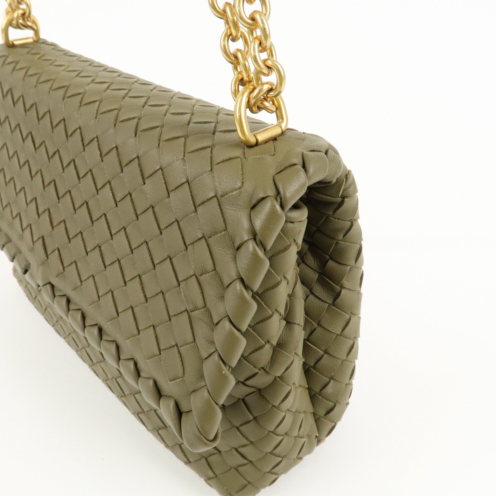 BOTTEGA VENETA Intrecciato Leather Olympia Chain Shoulder Bag Used