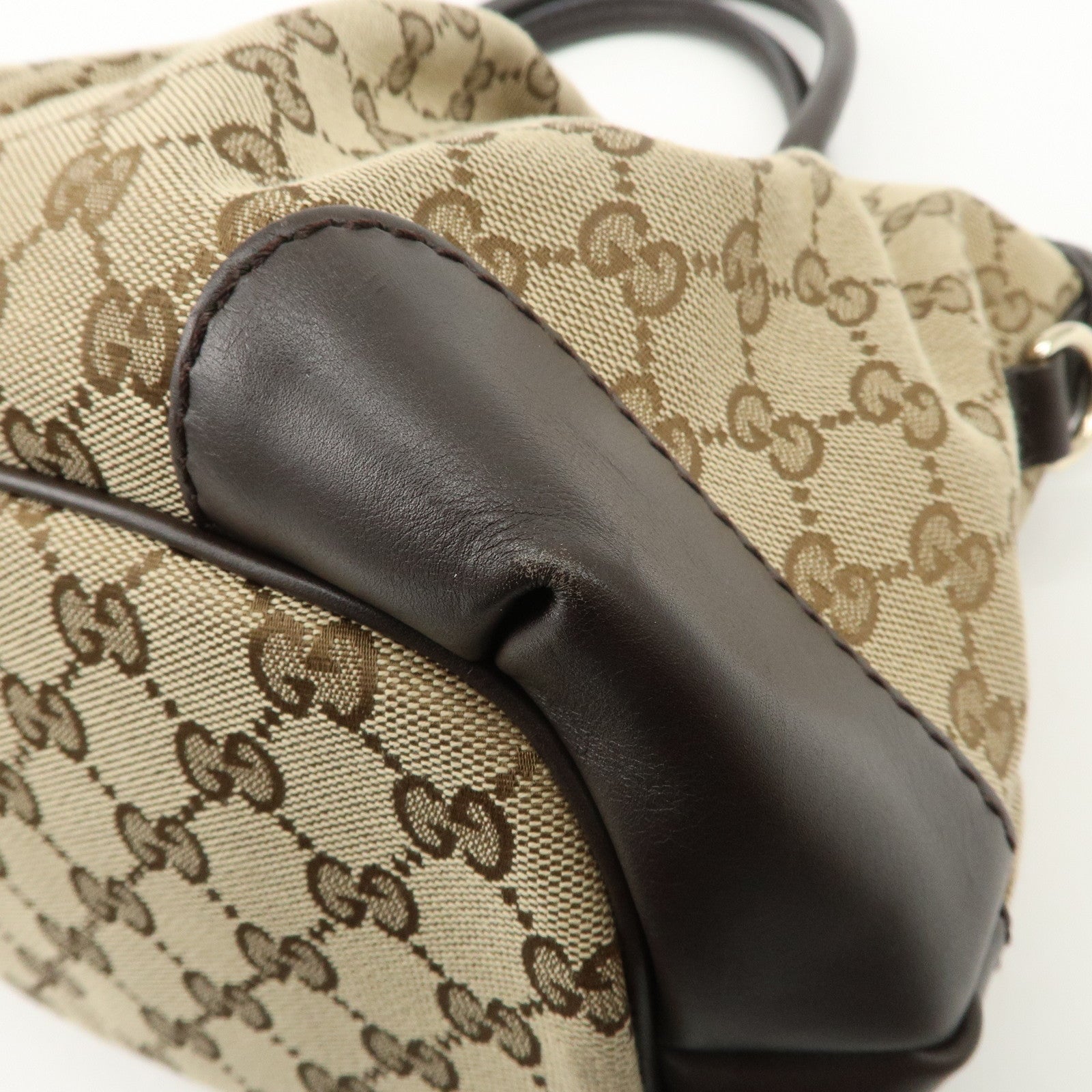 GUCCI Sukey GG Canvas Leather 2WAY Bag Beige Dark Brown 247902 Used