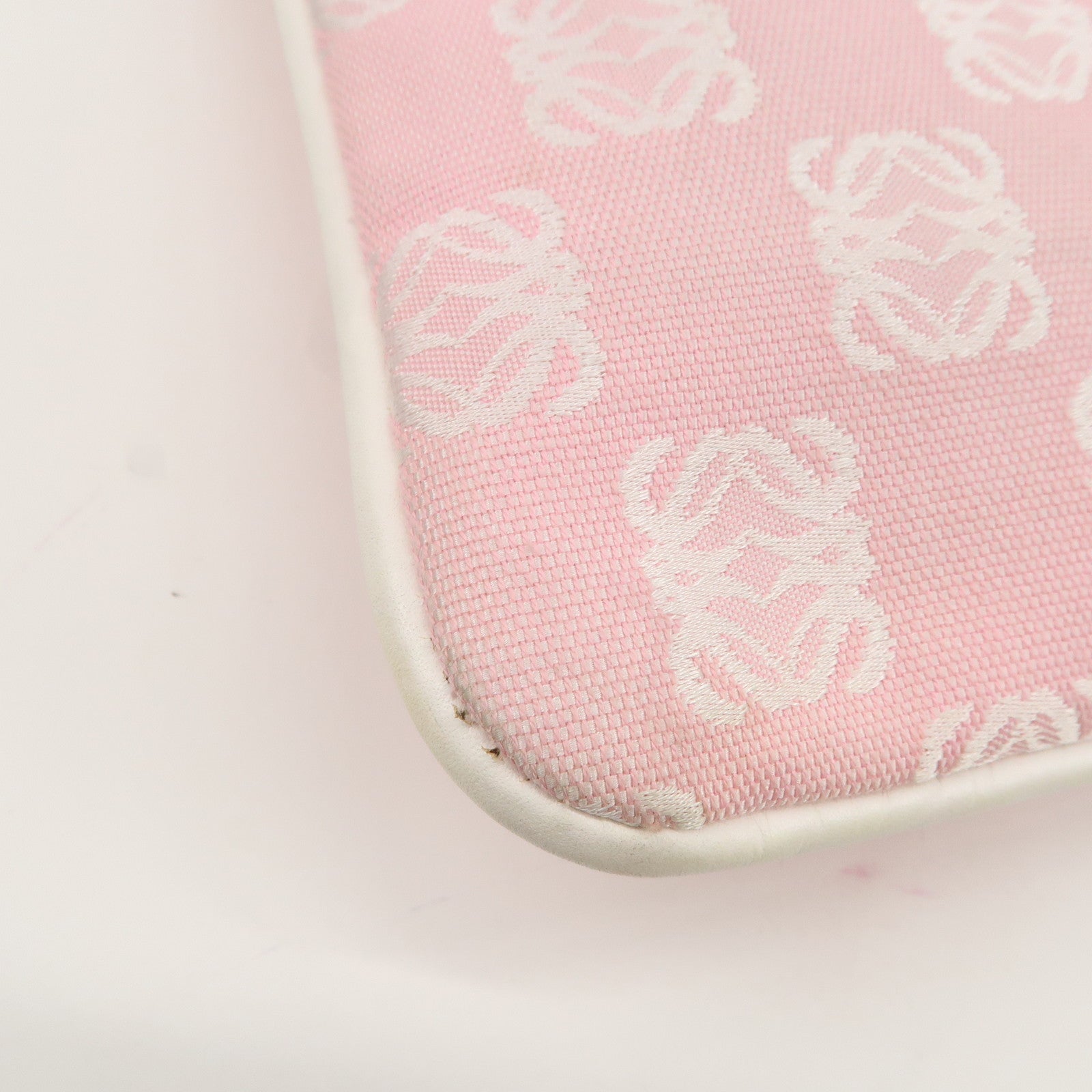 LOEWE Anagram Canvas Leather Shoulder bag Pink Used