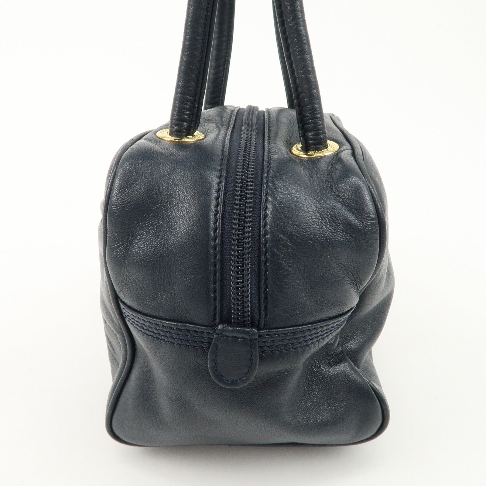 LOEWE Anagram Leather Mini Hand Bag Navy Used