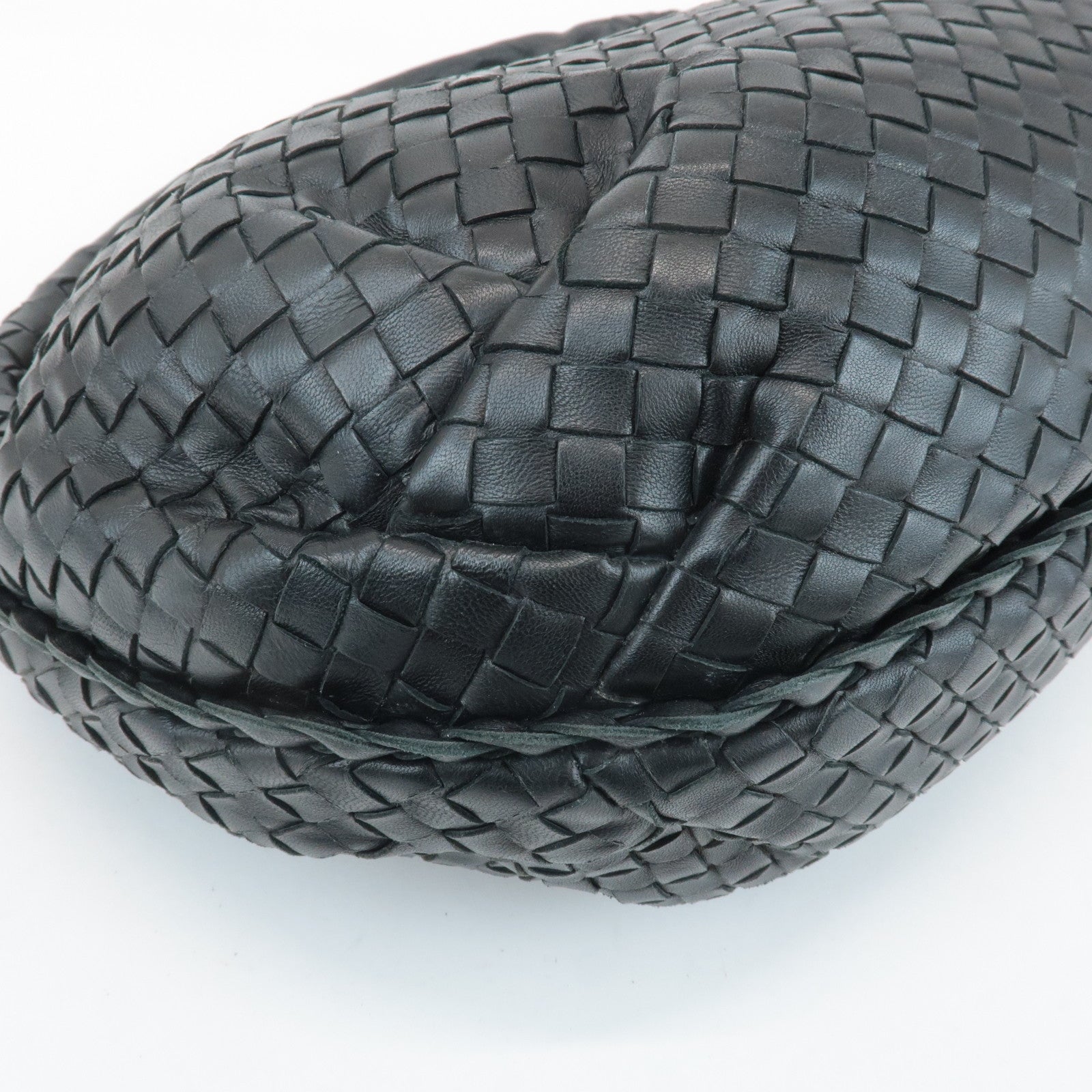 BOTTEGA VENETA Intrecciato Leather Shoulder Bag Black 232499 Used
