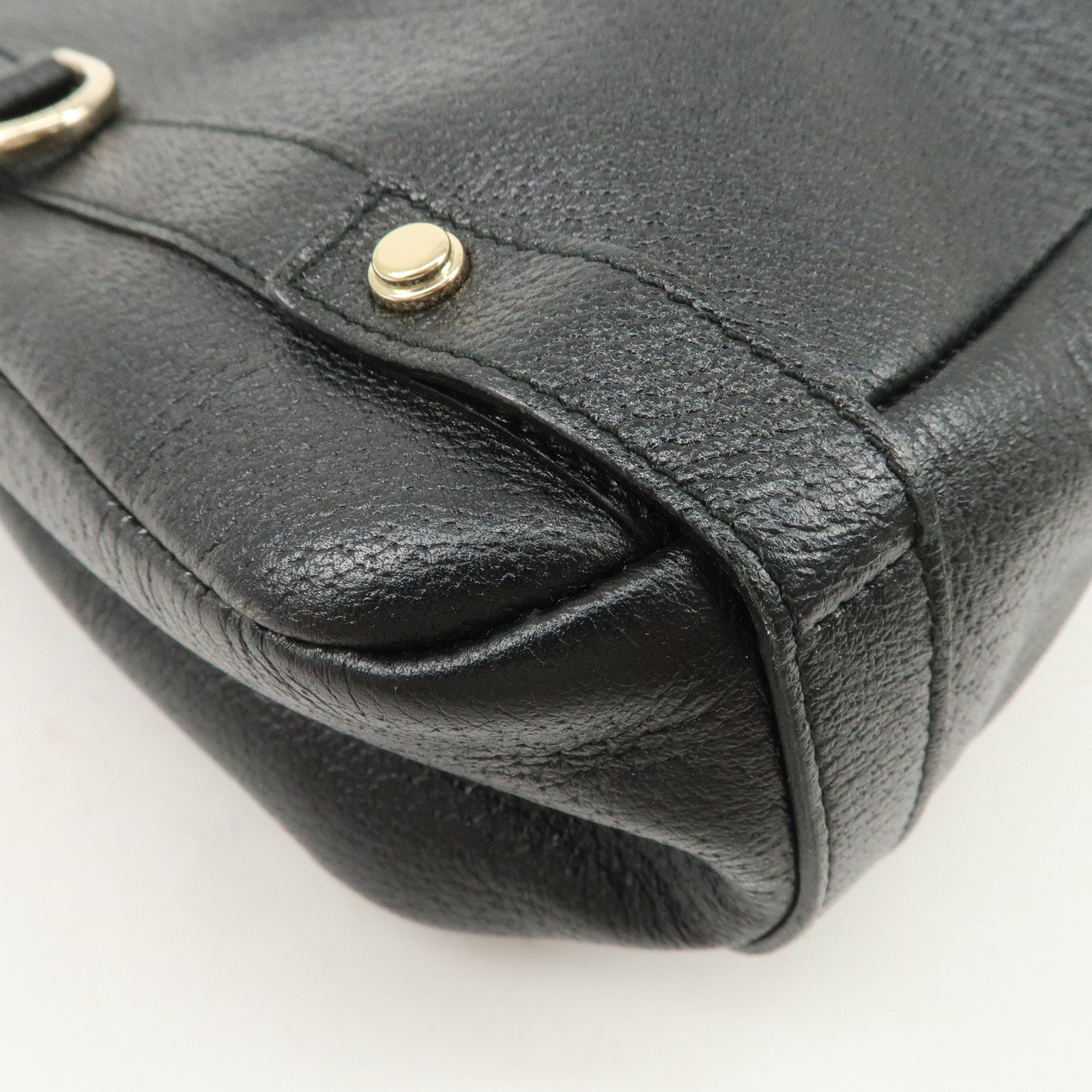 GUCCI Abbey Leather Tote Bag Hand Bag Black 130736 Used