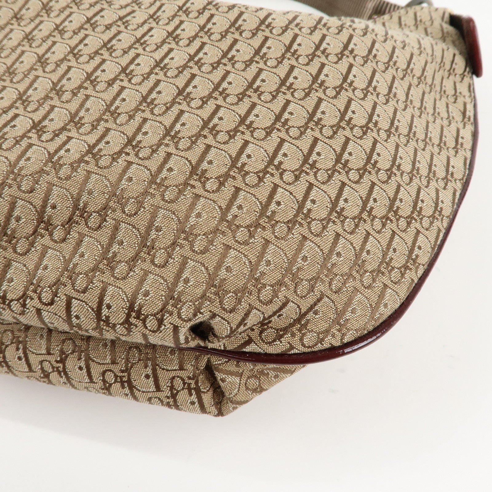 Christian Dior Trotter Canvas Patent Leather Suede Shoulder Bag Used