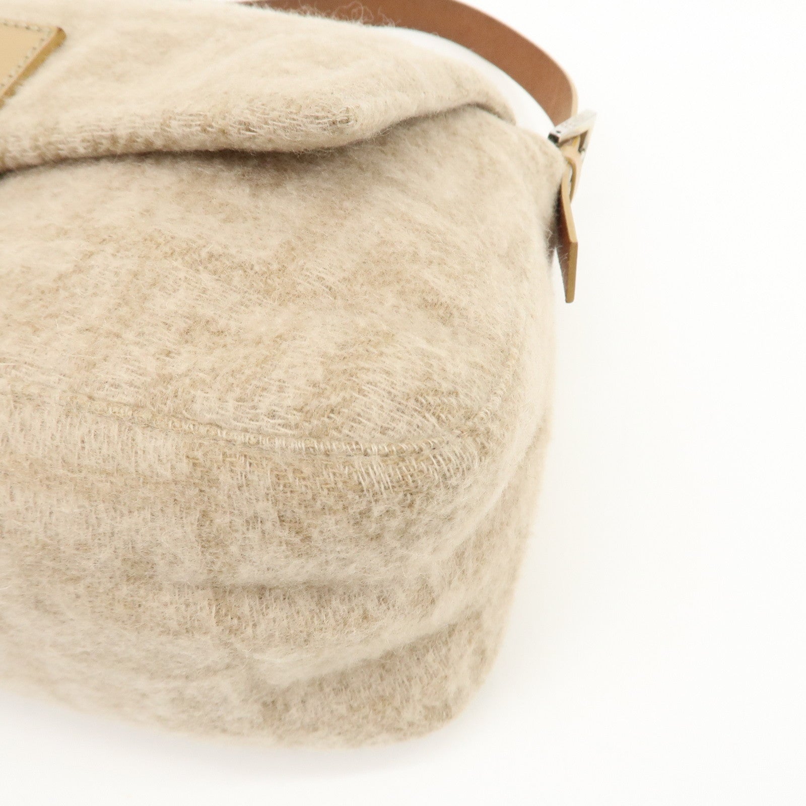 FENDI Mamma Baguette Zucca Wool Leather Shoulder Bag 26325 Used