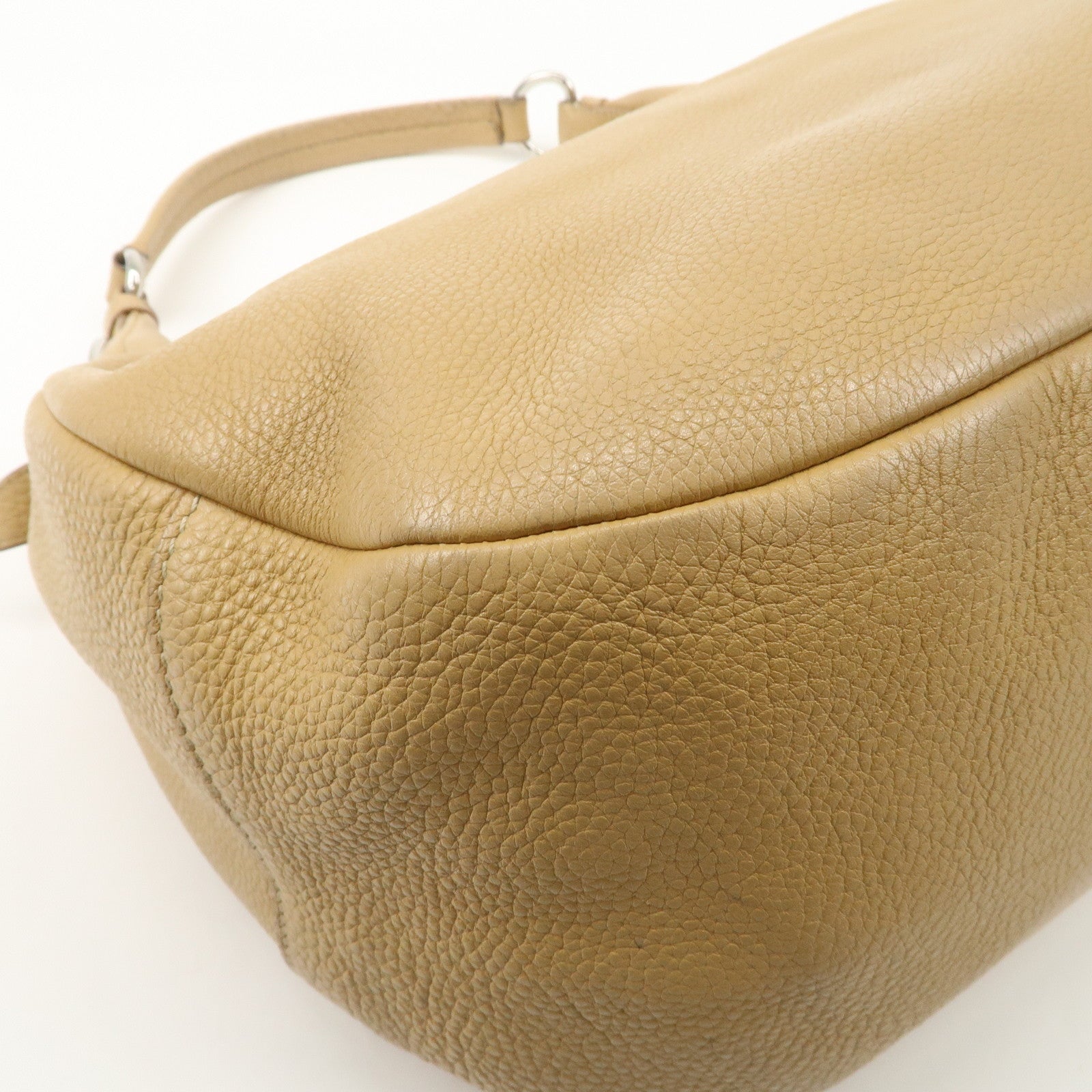 PRADA Leather Shoulder Bag Beige BR4311 Used