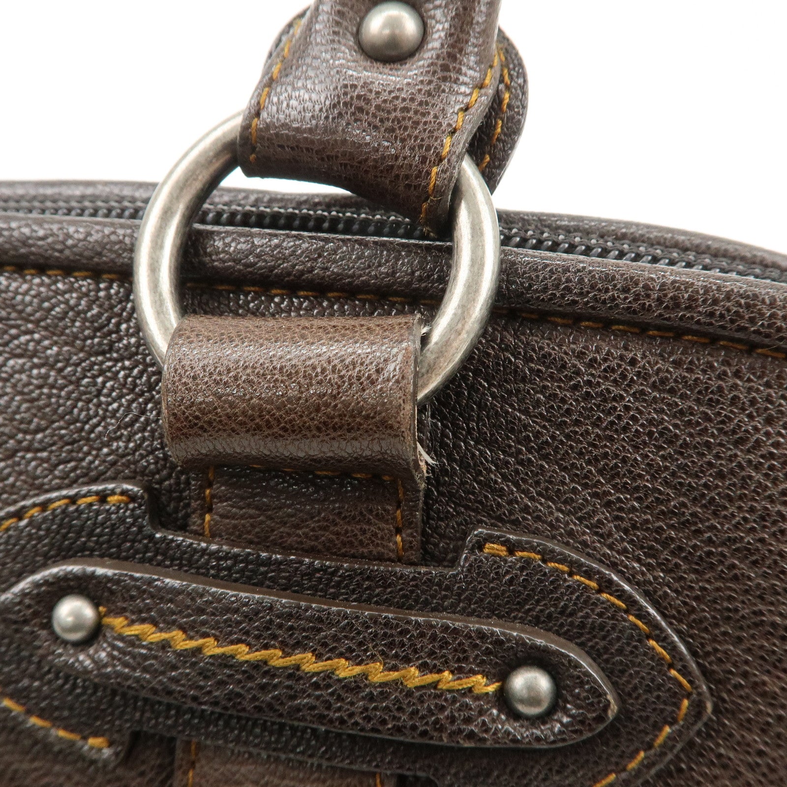 Christian Dior Logo Trotter Canvas Leather Boston Bag Beige Brown Used
