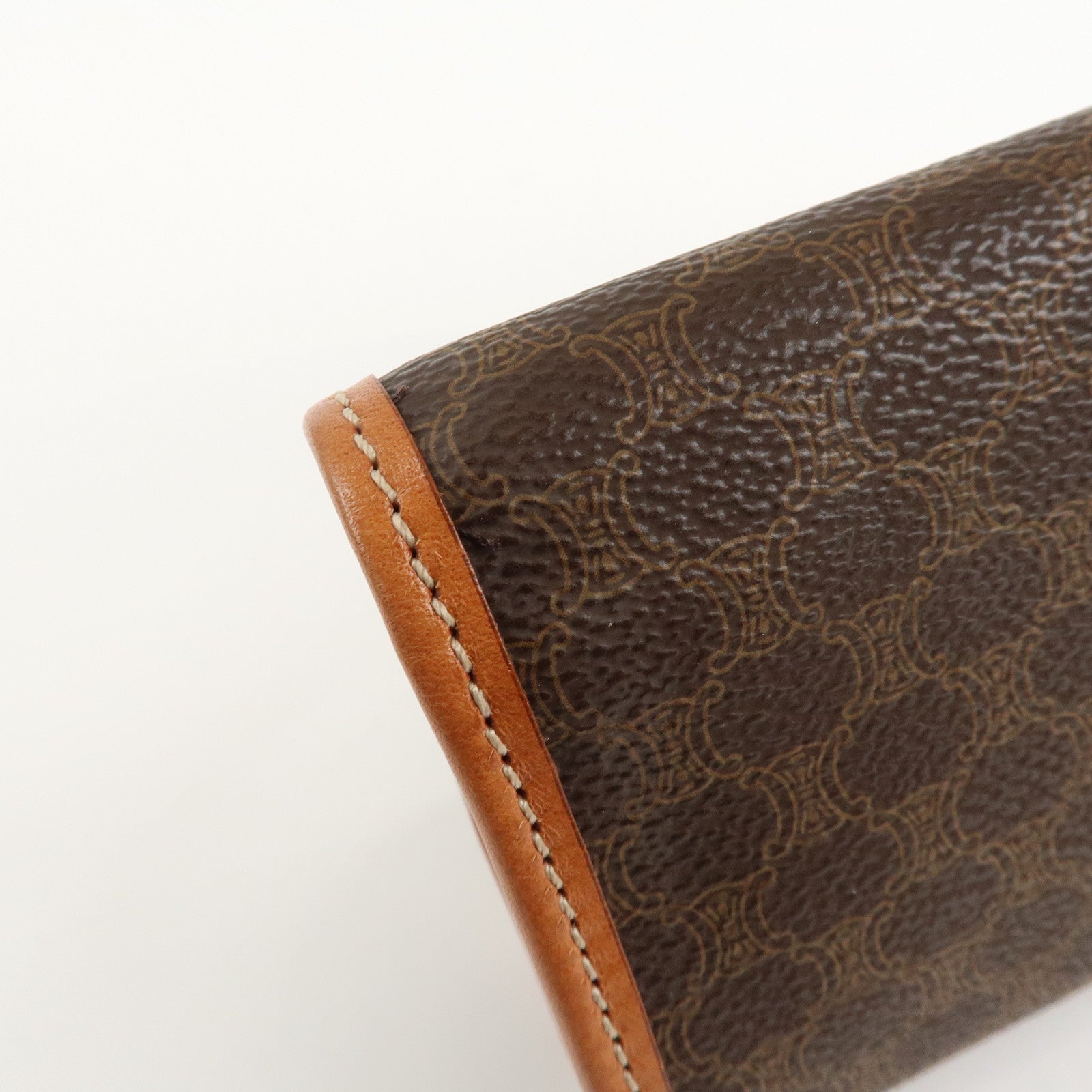 CELINE Macadam PVC Leather Pouch Cosmetic Pouch Brown Used