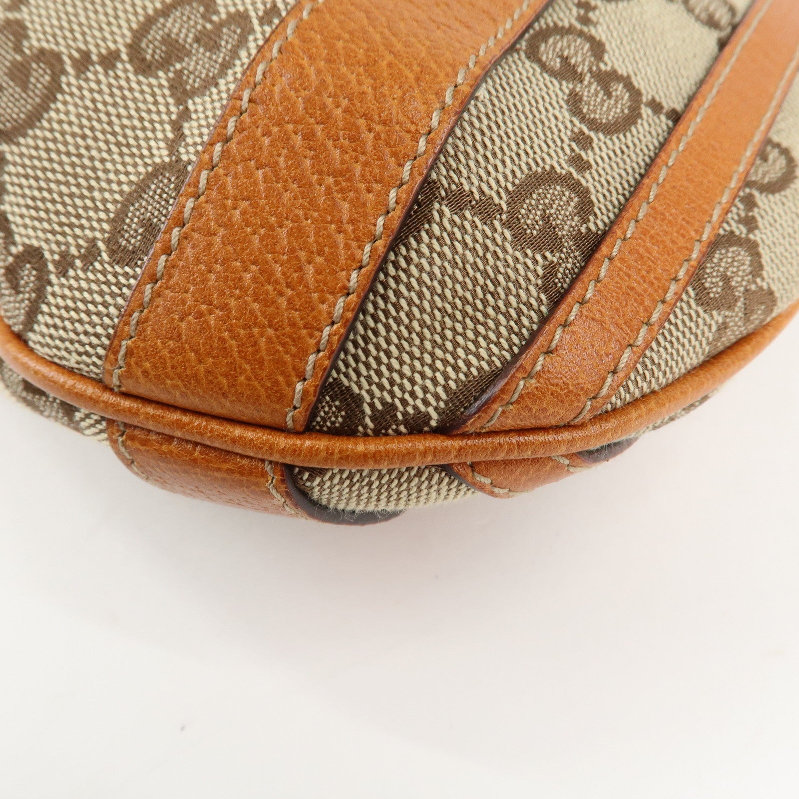 GUCCI GG Canvas Leather 2Way Shoulder Bag Beige Brown 146246 Used