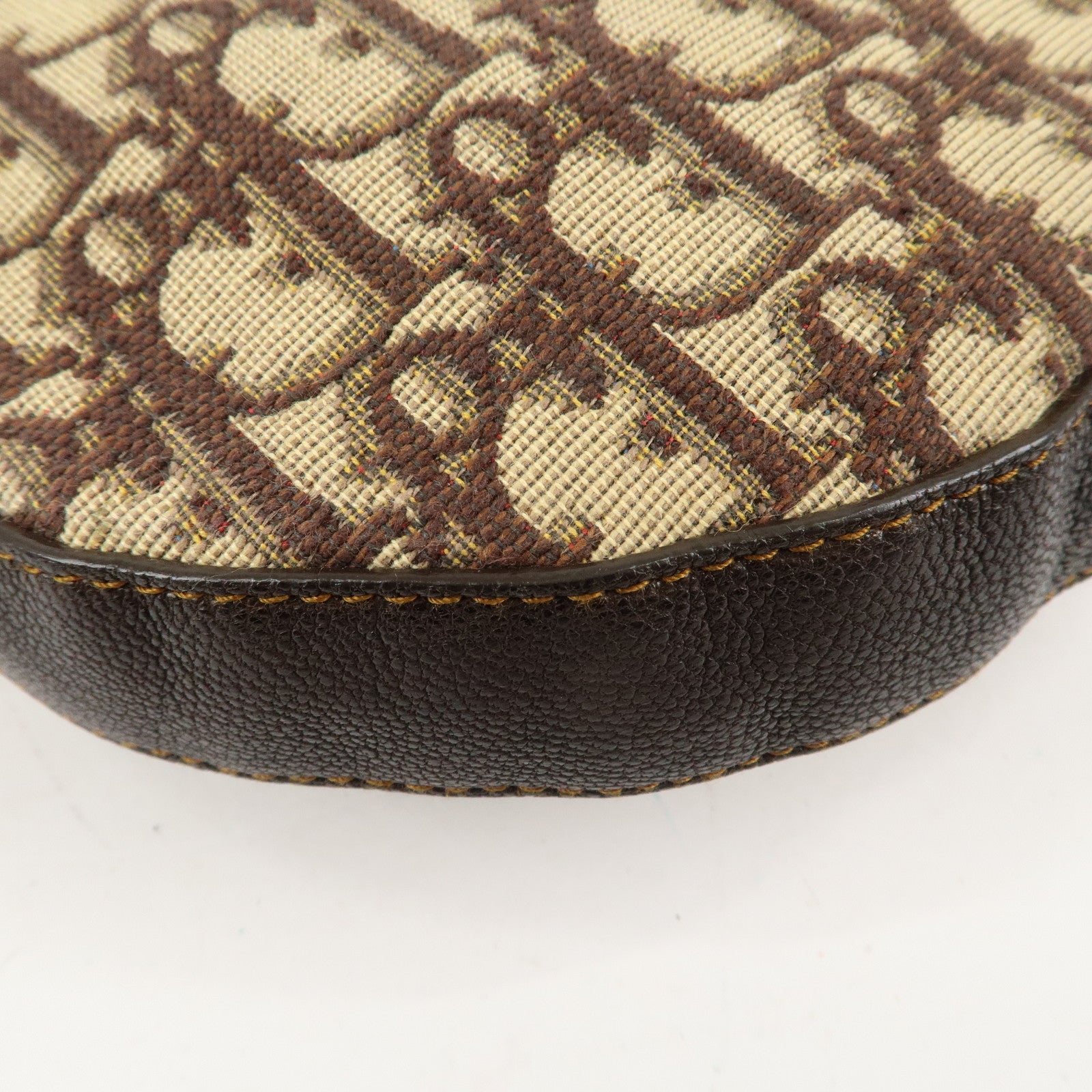 Christian Dior Trotter Canvas Leather Shoulder Bag Brown Used