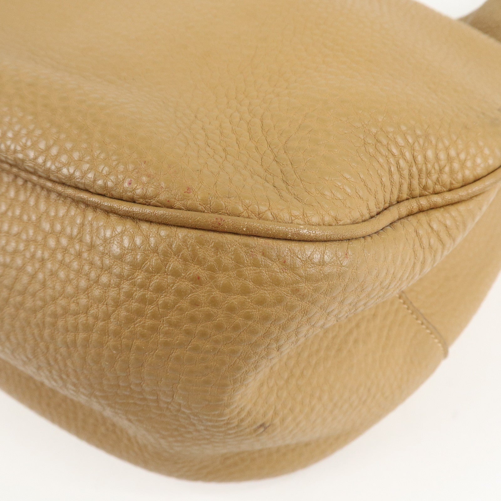 PRADA Leather Shoulder Bag Hand Bag Beige Used