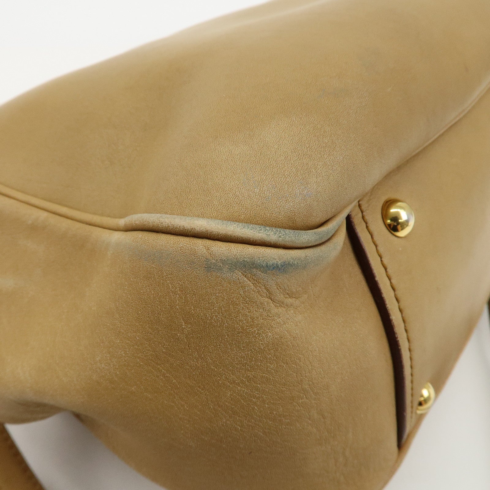 MIU MIU Leather 2Way Shoulder Bag Hand Bag Beige Used
