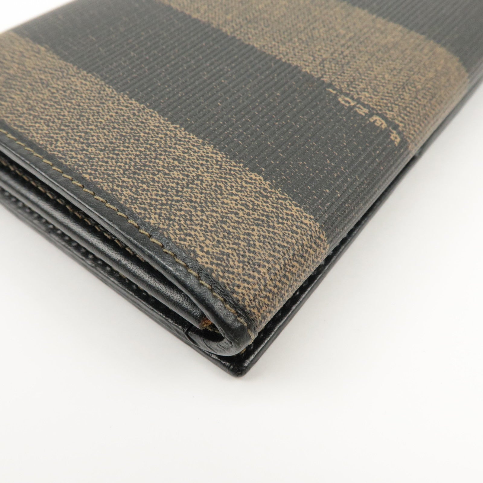 FENDI Pequin PVC Canvas Long Wallet Black Brown T20615 Used