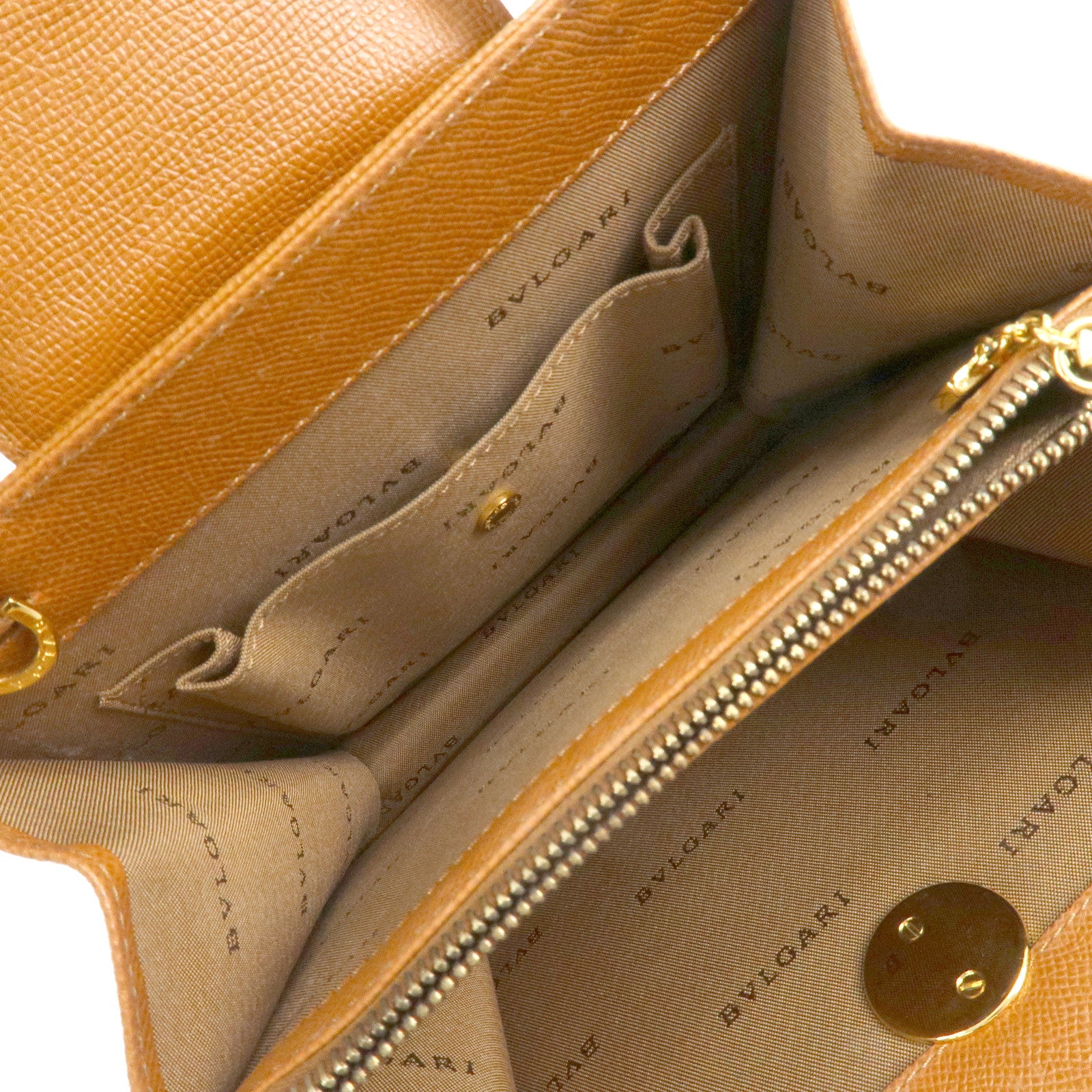 BVLGARI Bvlgari Bvlgari  Leather 2Way Bag Hand Bag Brown Gold Hardware Used