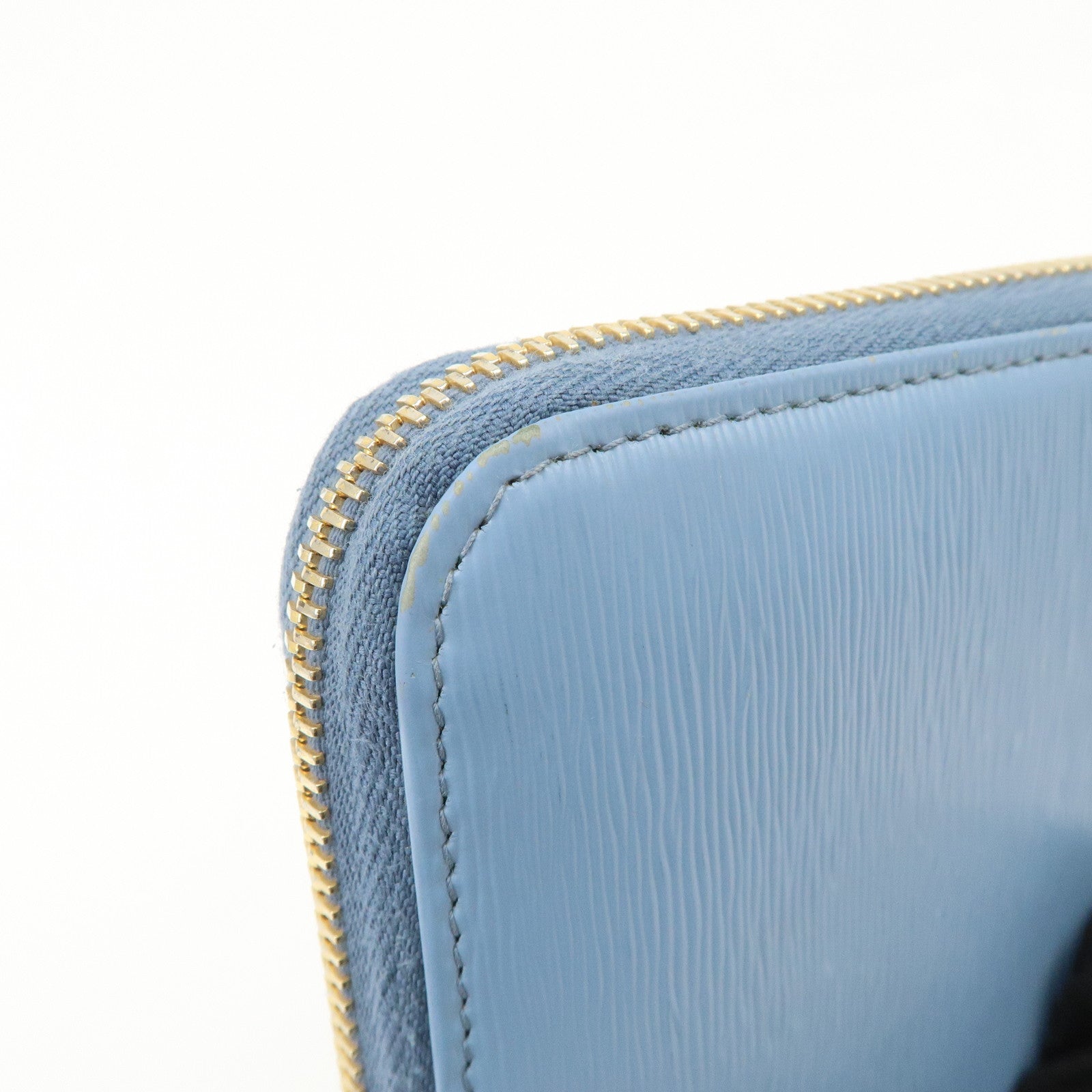 PRADA Logo Vitello Move Leather Zippy Long Wallet Light Blue 1ML506