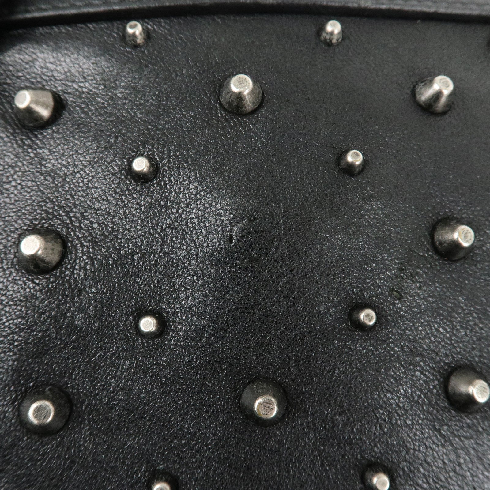 JIMMY CHOO Leather Studs Clutch Bag Black Silver HDW Used