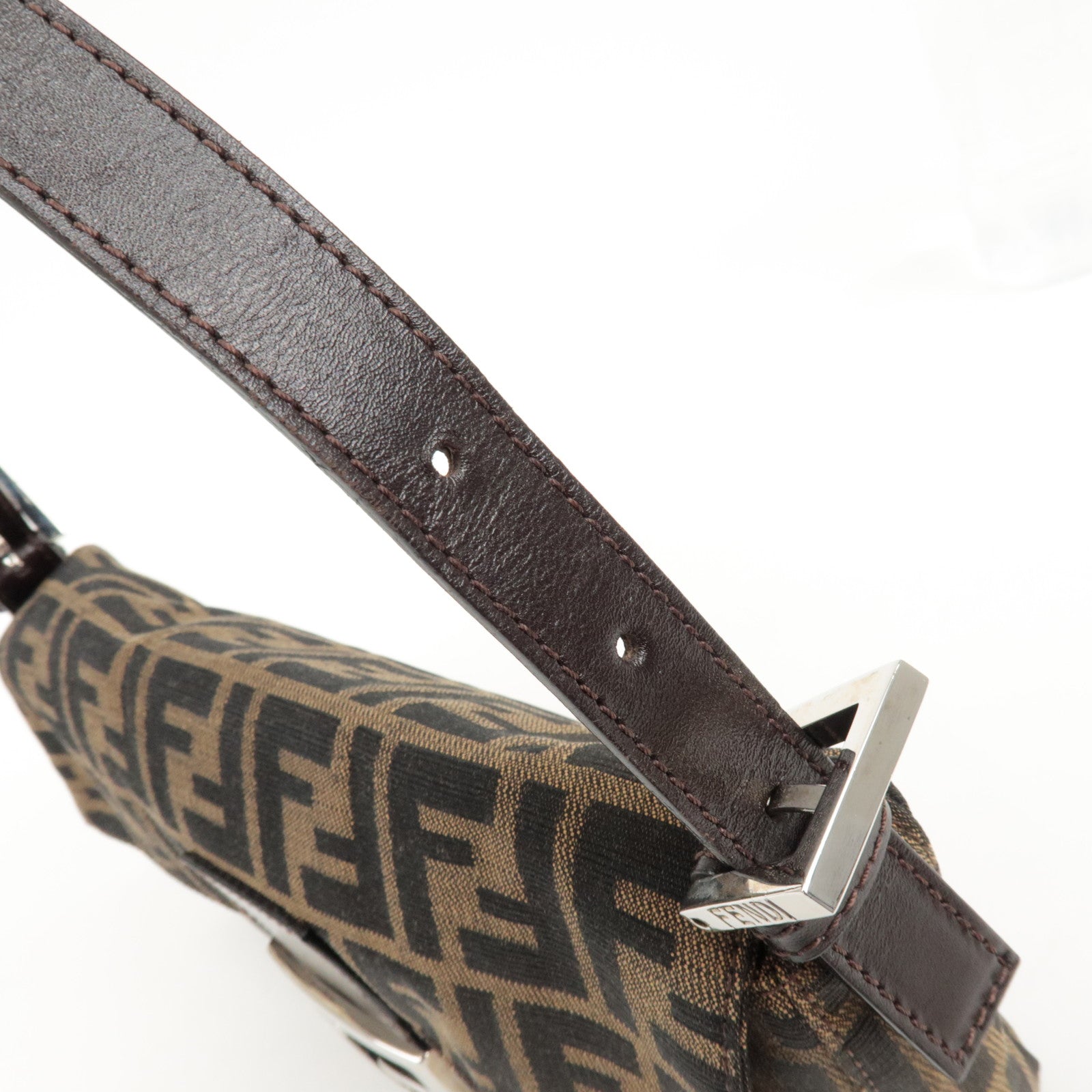 FENDI Mamma Baguette Zucca Canvas Leather Shoulder Bag 26424 Used