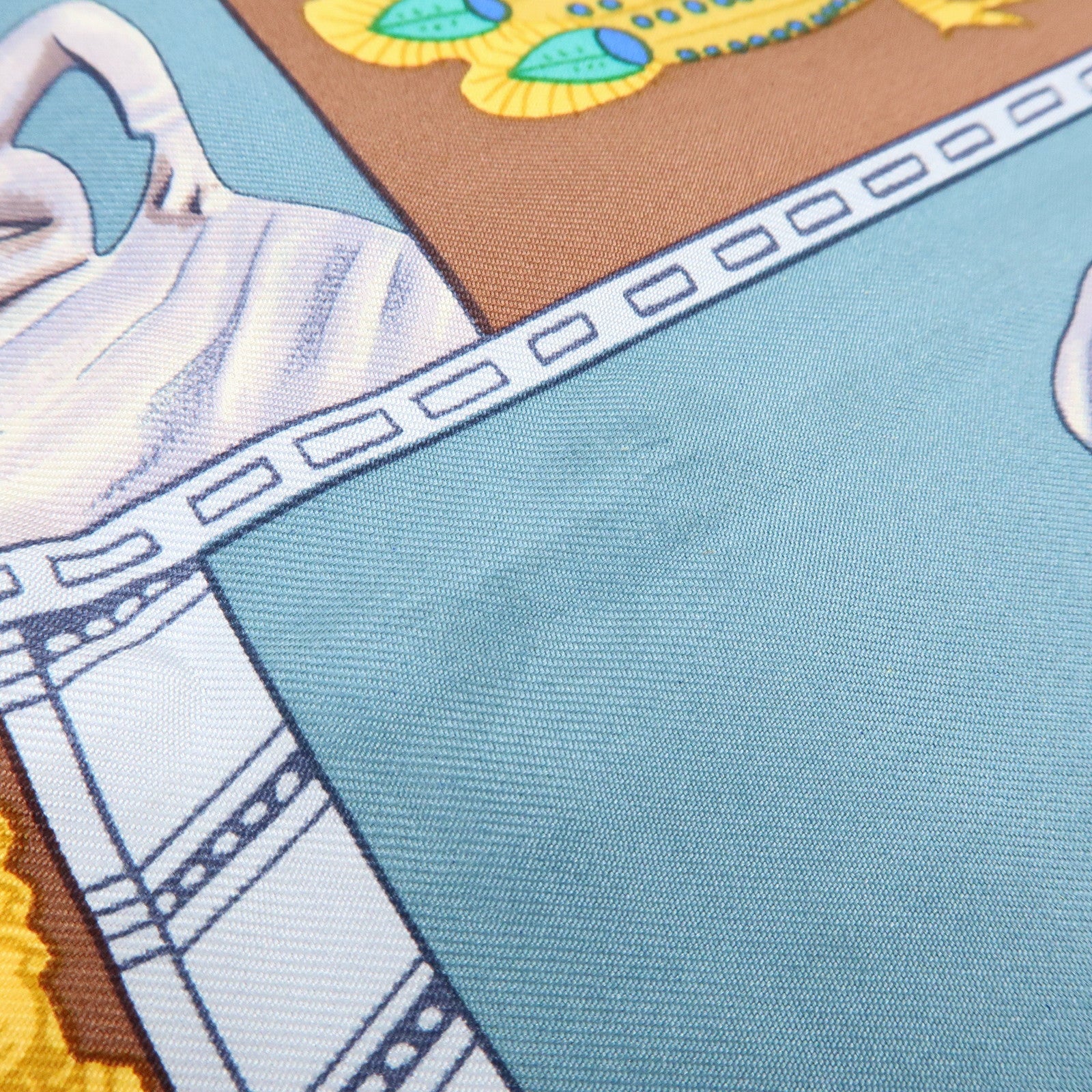 HERMES Carre 90 Silk 100% Scarf TORANA Blue Green Gold