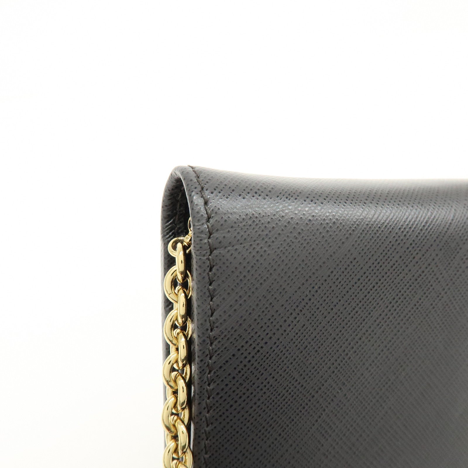 Ferragamo Varra Ribbon Leather Chain Shoulder Bag Wallet Gray