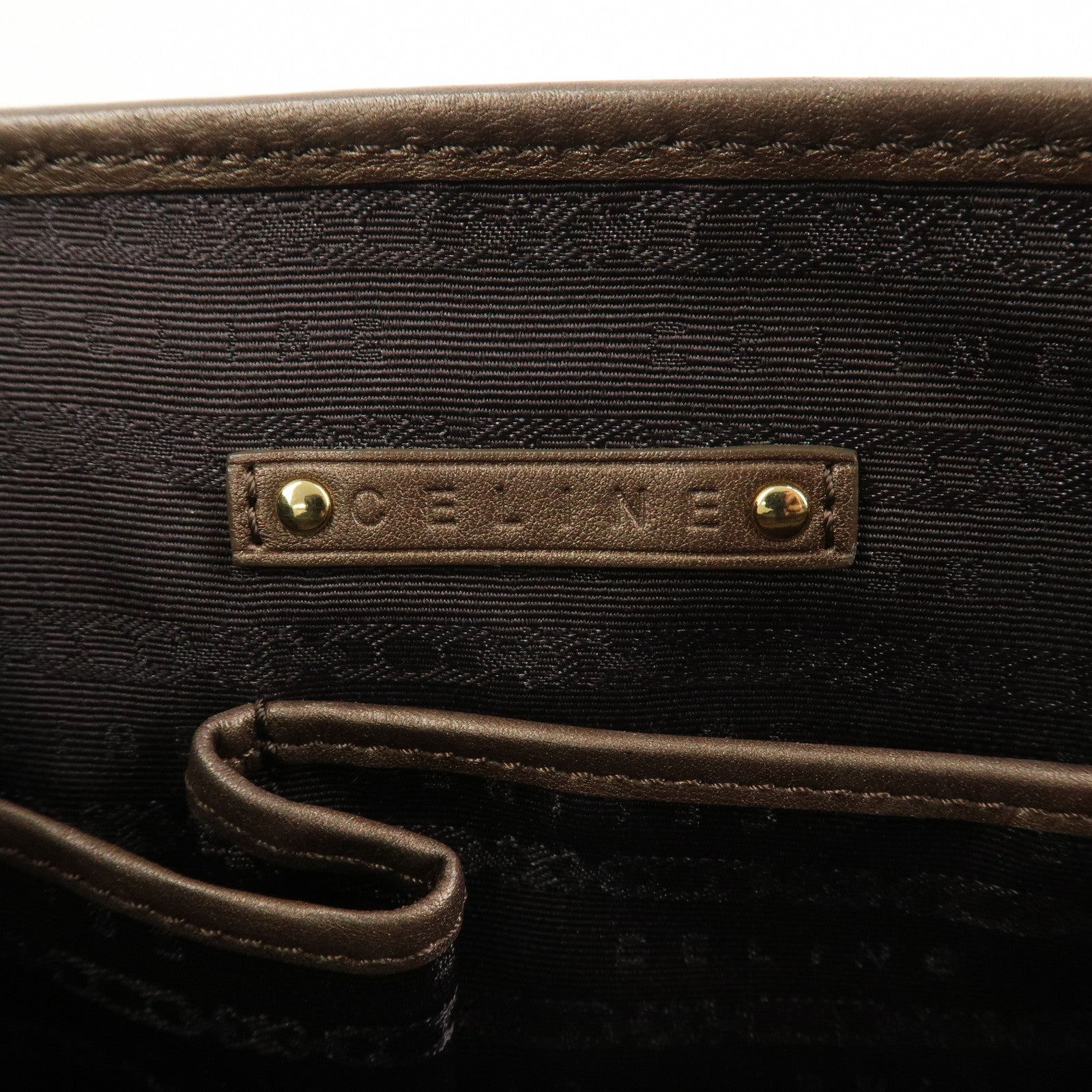 CELINE C Macadam Suede Leather Boogie Bag Hand Bag Beige Brown