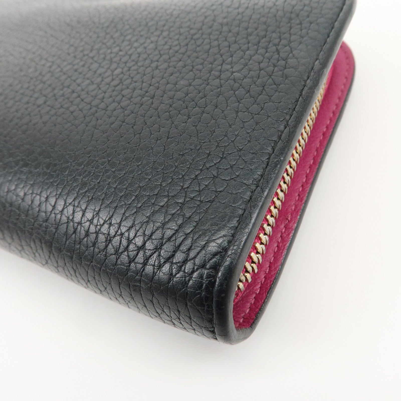 Christian Dior Diorissimo Round Zippy Long Wallet Black Pink