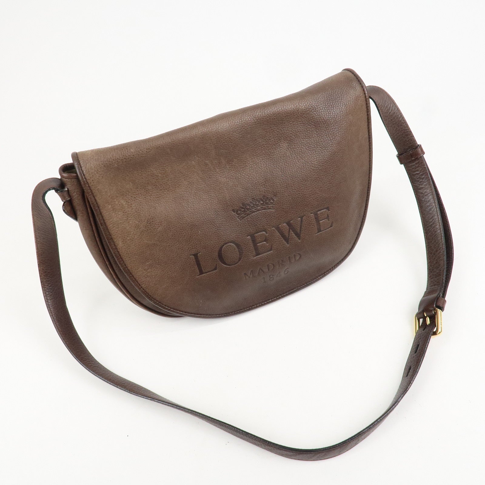LOEWE Heritage Leather Shoulder Bag Cross Body Bag Brown