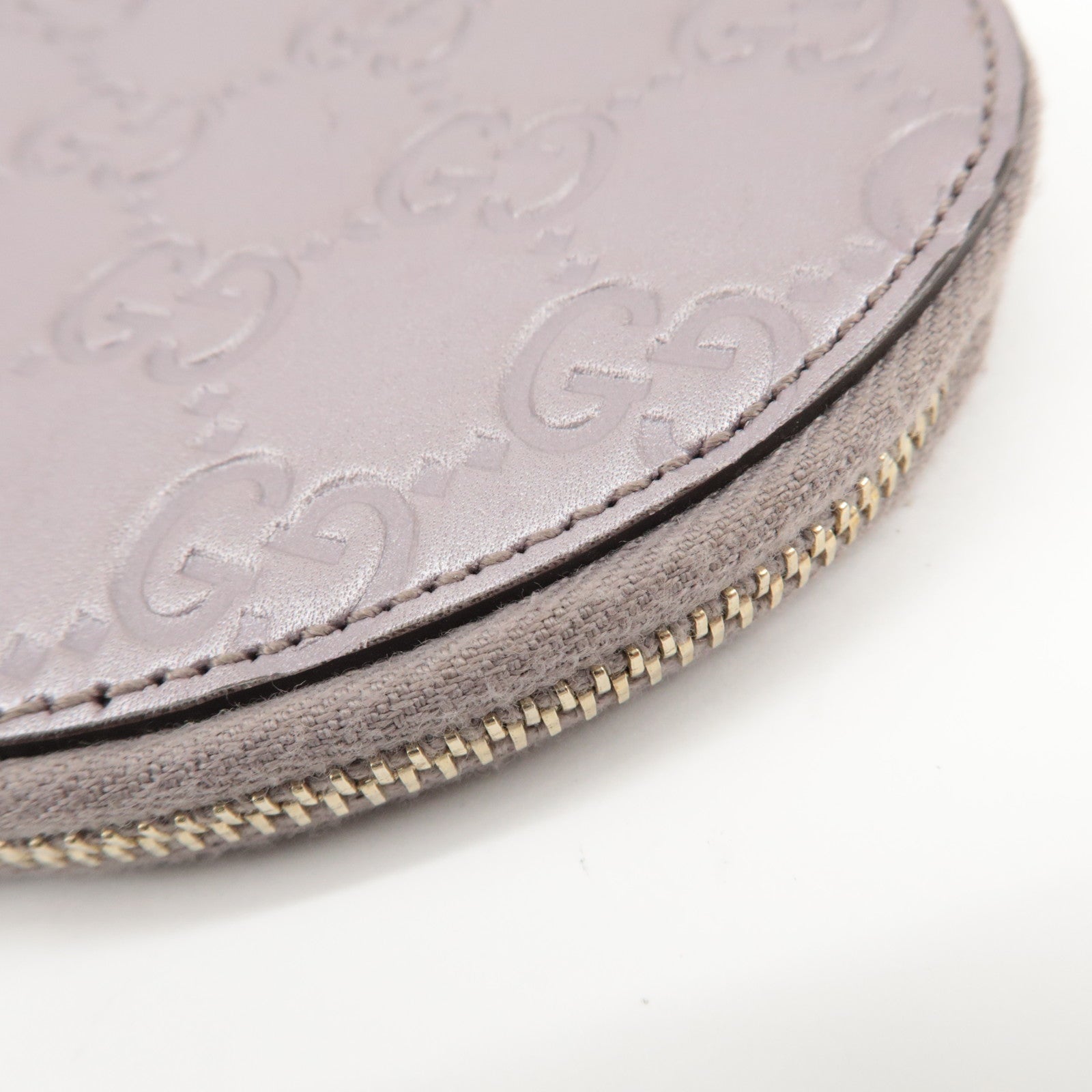GUCCI Lovely Heart Guccissima Leather Coin Case Light Purple 152615 Used