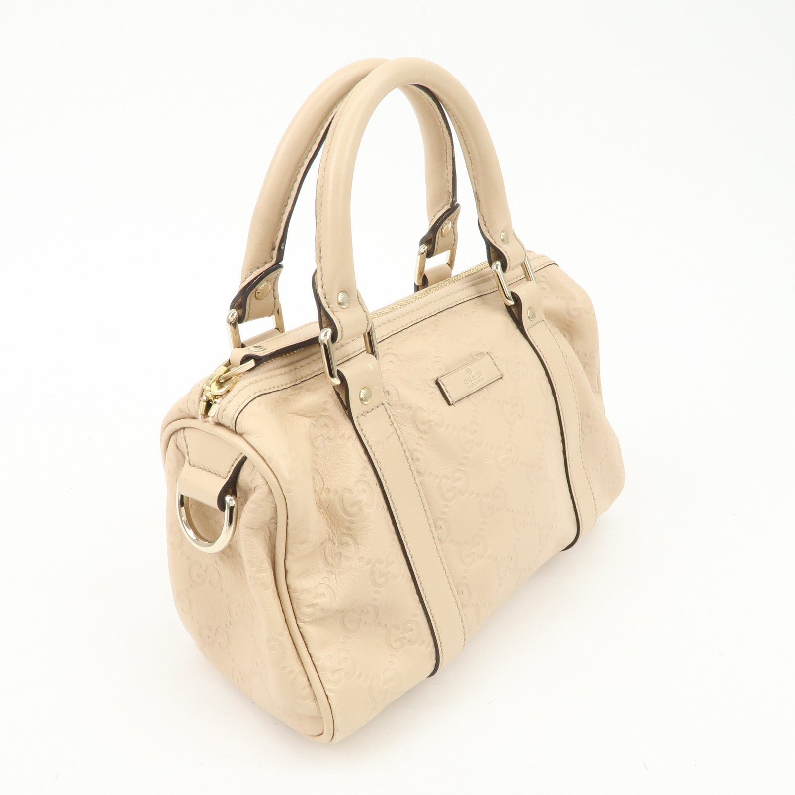 GUCCI Guccissima Leather Mini Boston Bag Pink Beige 193604