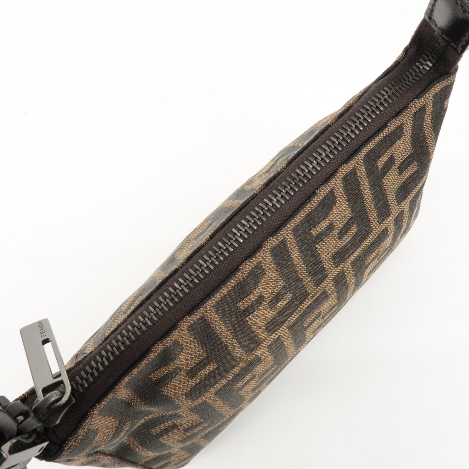 FENDI Zucca Canvas Leather Mini Hand Bag Brown 8BR155 Used