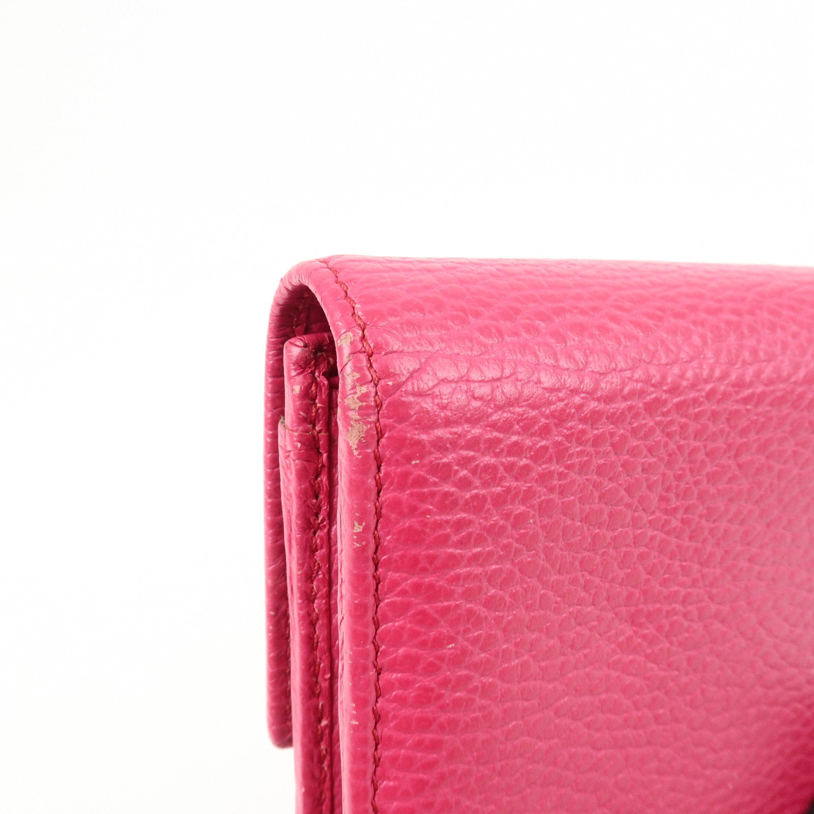 GUCCI Swing Logo Leather Flap Long Wallet Pink 354496