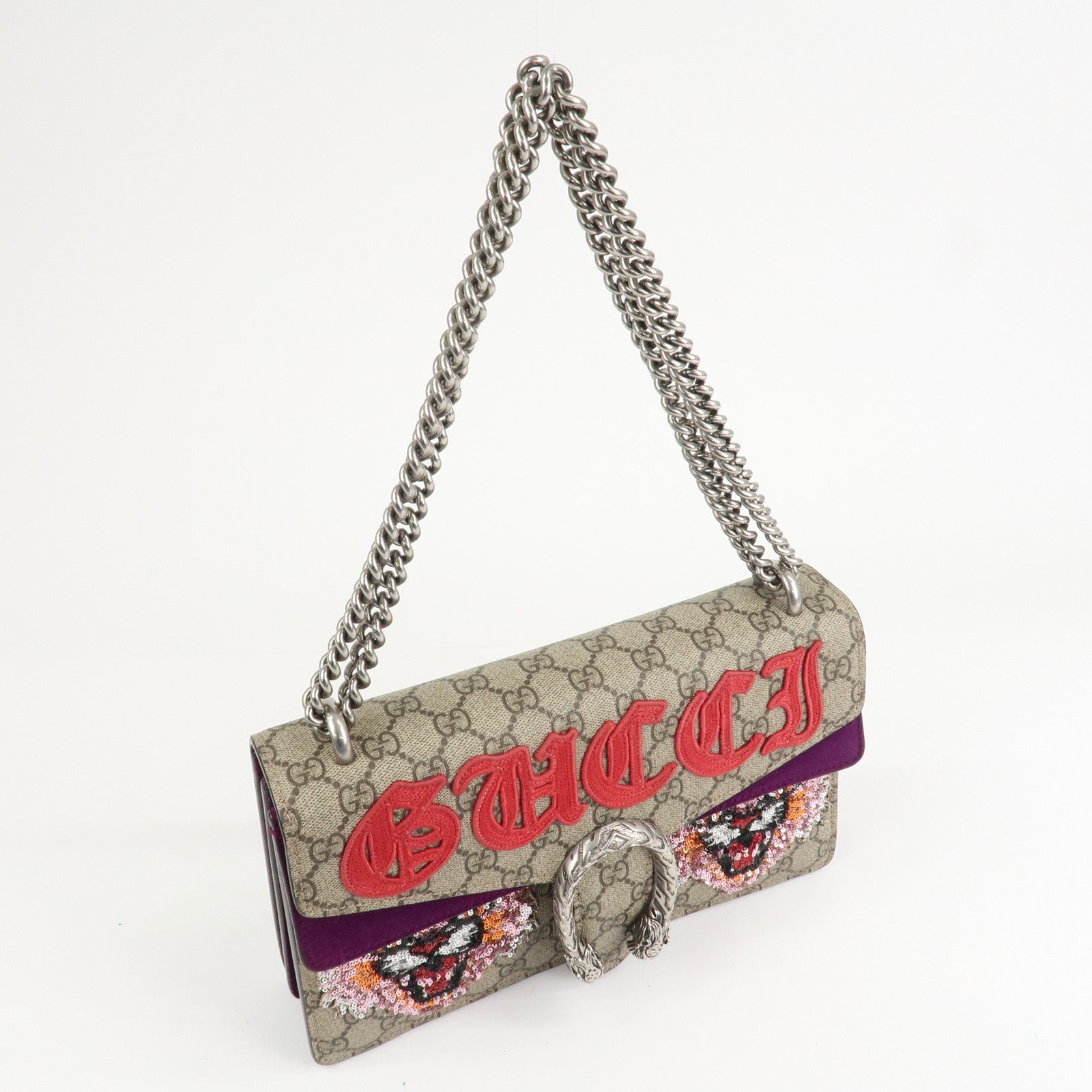 GUCCI Dionysus GG Supreme Suede Medium Chain Shoulder Bag 400249