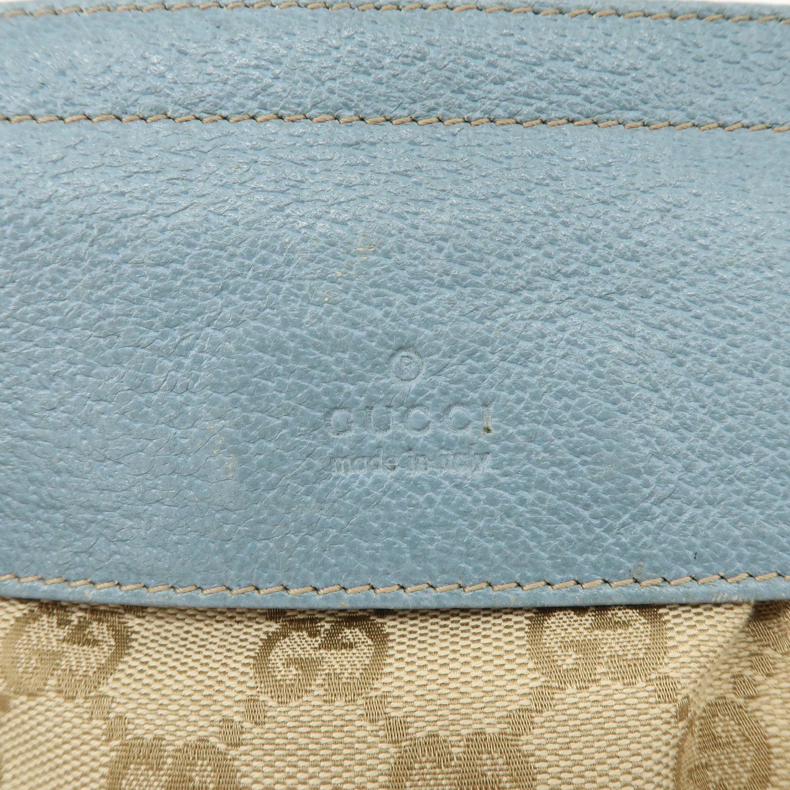 GUCCI GG Canvas Leather Waist Bag Crossbody Bag Light Blue 28566