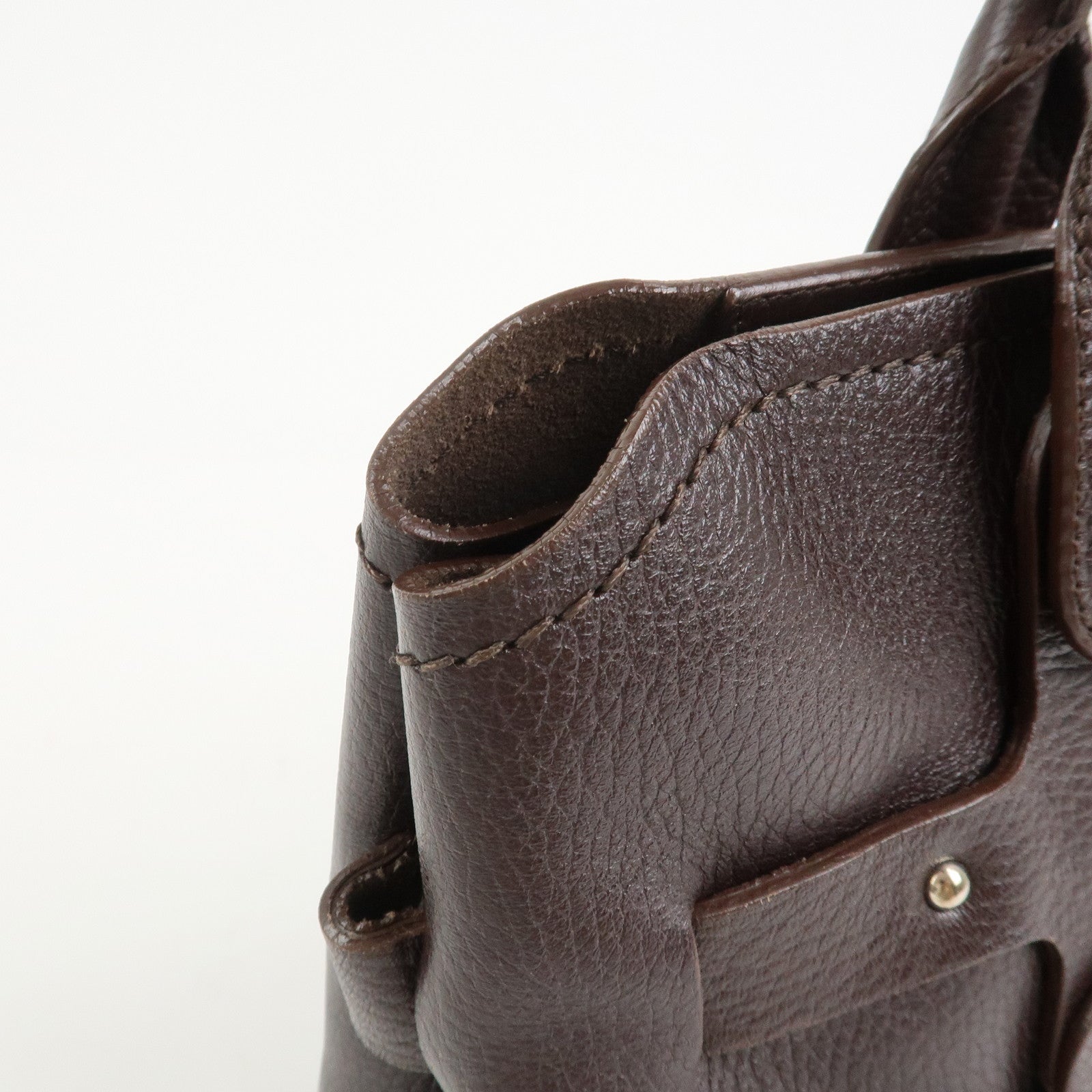 Ferragamo Logo Leather Tote Bag Shoulder Bag Brown