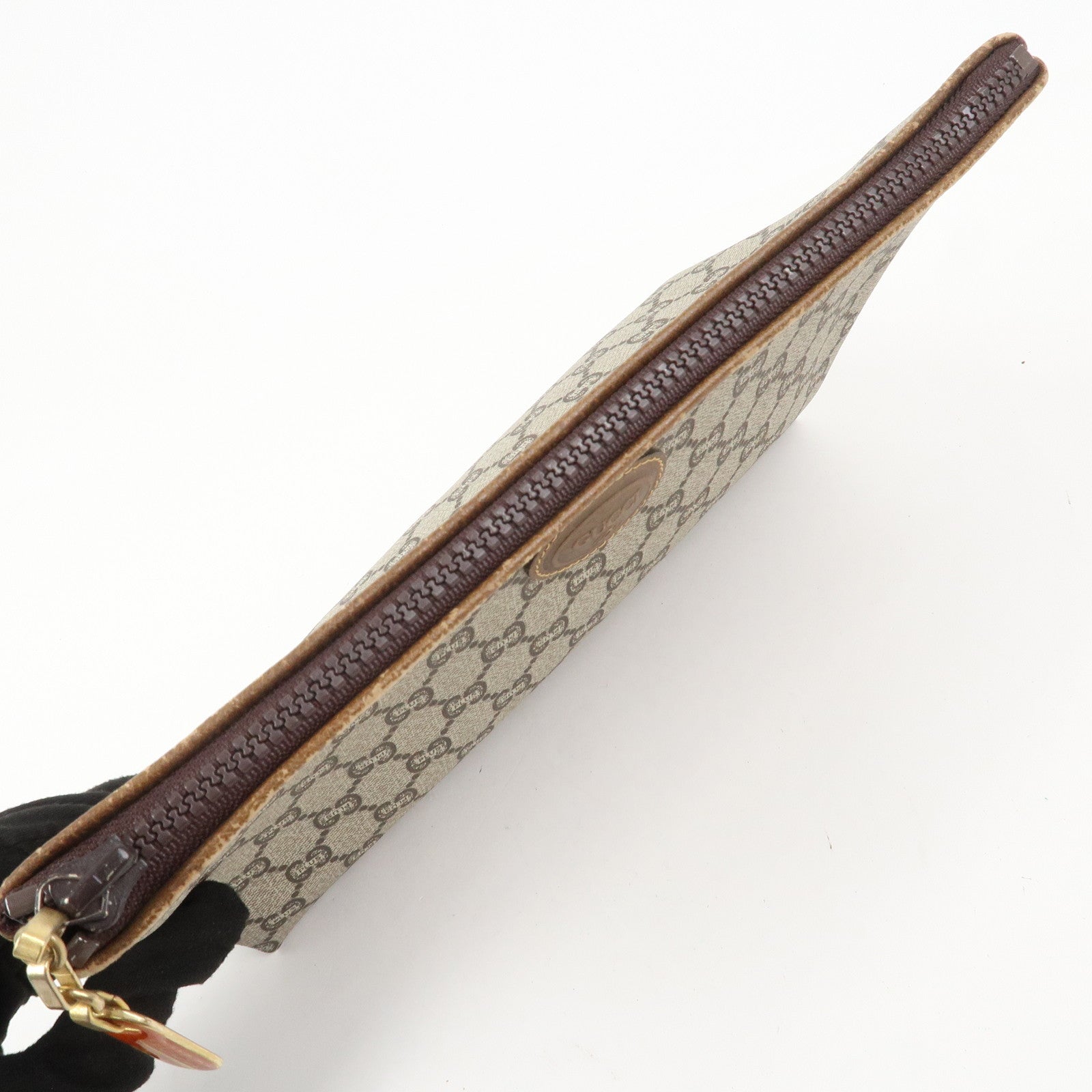 GUCCI Set Of 2 GG Monogram Leather Clutch Bags Beige Brown