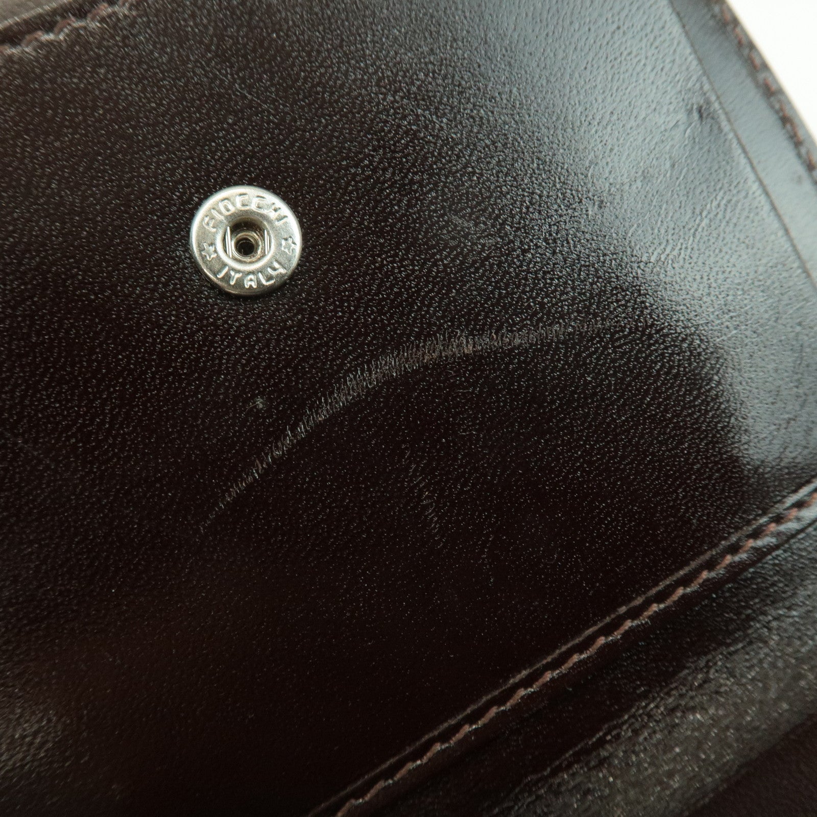 FENDI Zucca Leather Canvas Tri-fold Wallet Black Brown 30794 Used