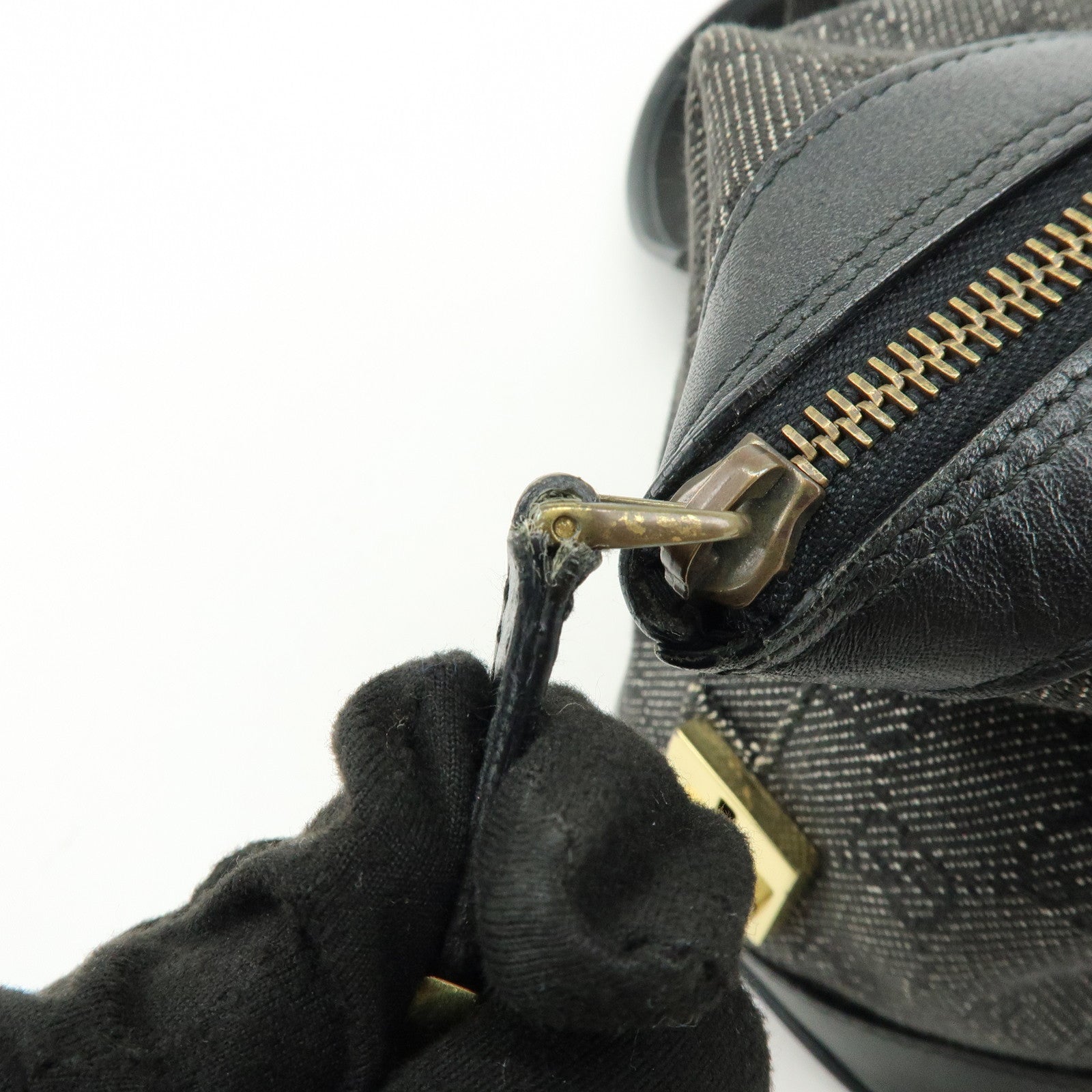 GUCCI GG Canvas Leather Hand Bag Boston Bag Black 92734